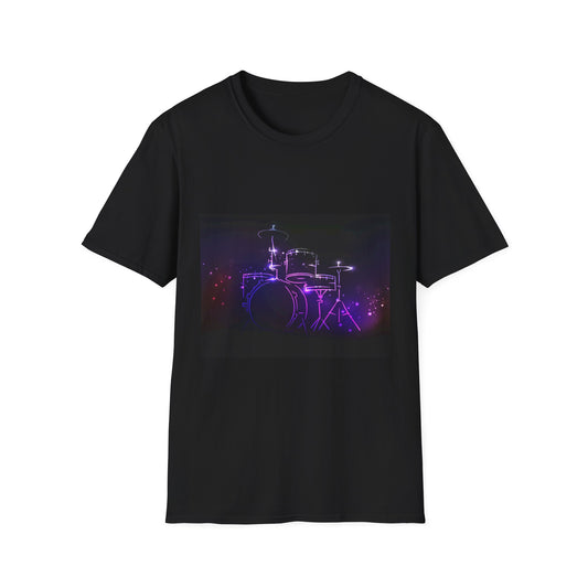 10%OFF at checkout! - Drummer Neon Lights T-Shirt — Purple Glow Drum Set Tee