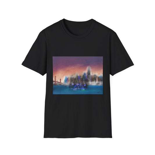 10%OFF at checkout! - Big City Band City Skyline Sunset T-Shirt — Blurred Nightscape Graphic Tee