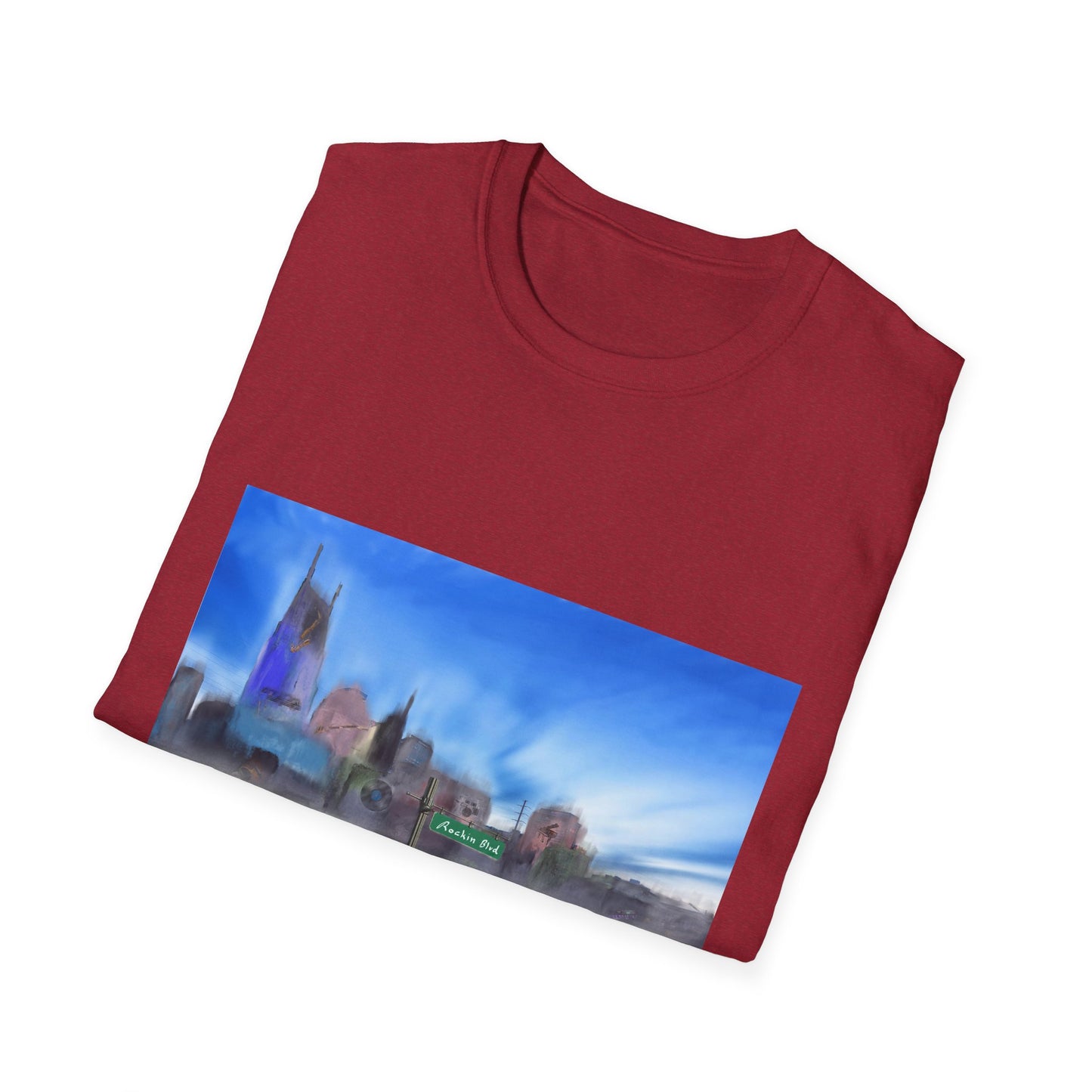 10%OFF at checkout! - Music City Skyline Blur Print T-Shirt — Dreamy Urban Landscape Tee
