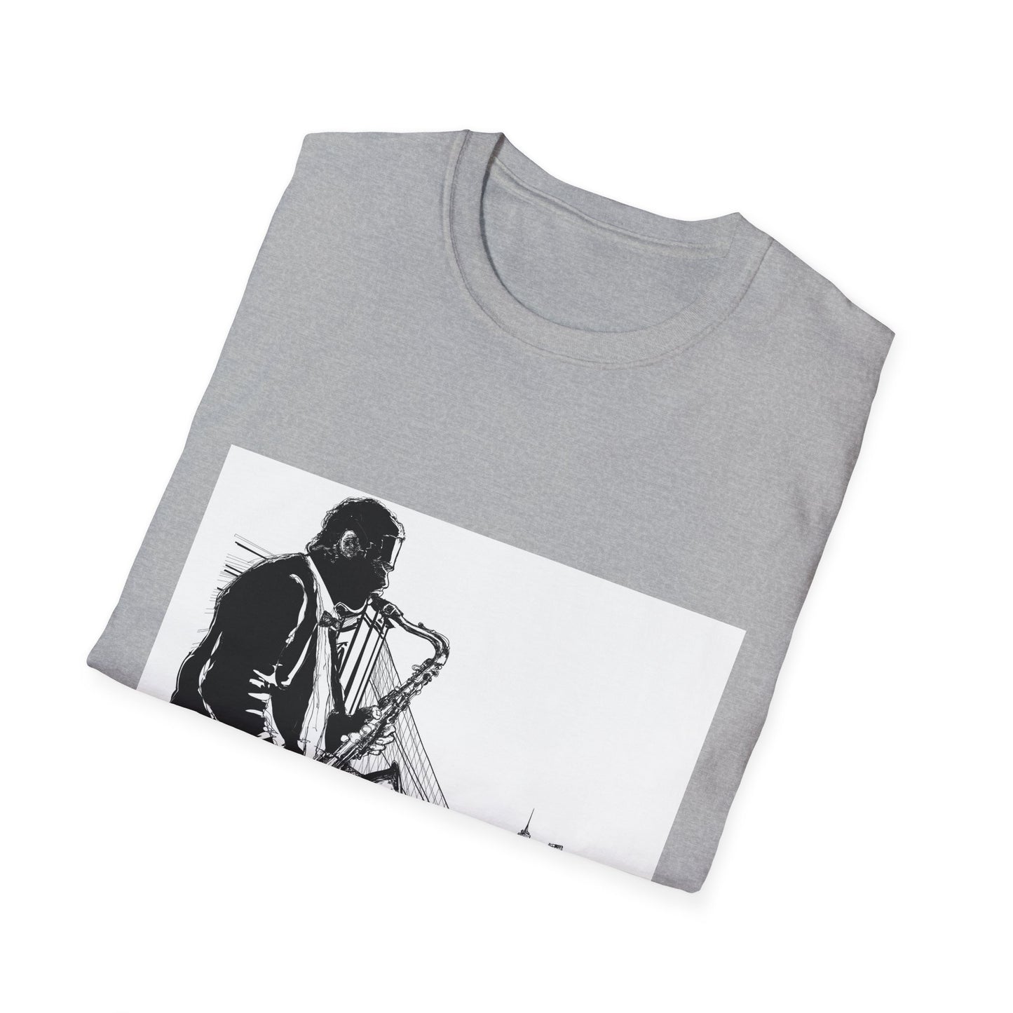 10%OFF at checkout! - Saxophone Skyline T-Shirt — Jazz Musician Cityscape Tee
