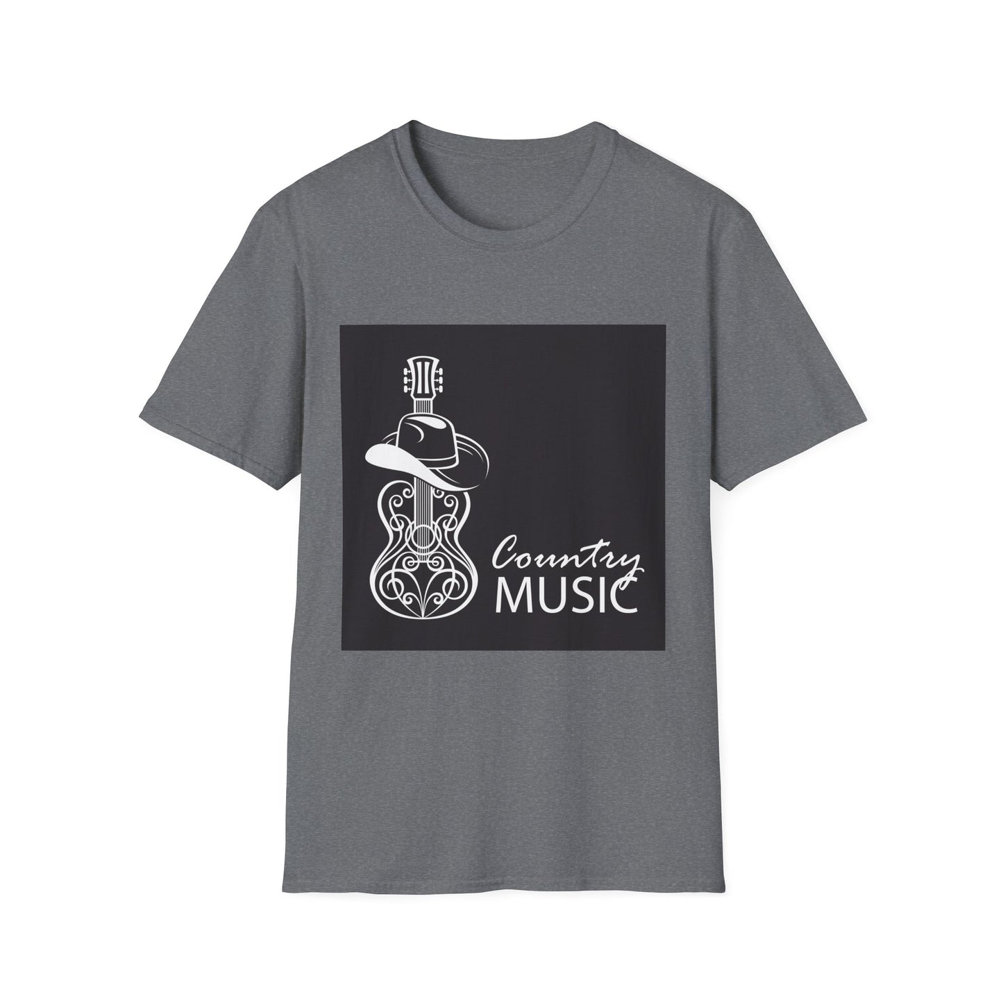 10%OFF at checkout! - Country Music Guitar Tee — "Country Music" Graphic T-Shirt with Cowboy Hat Design