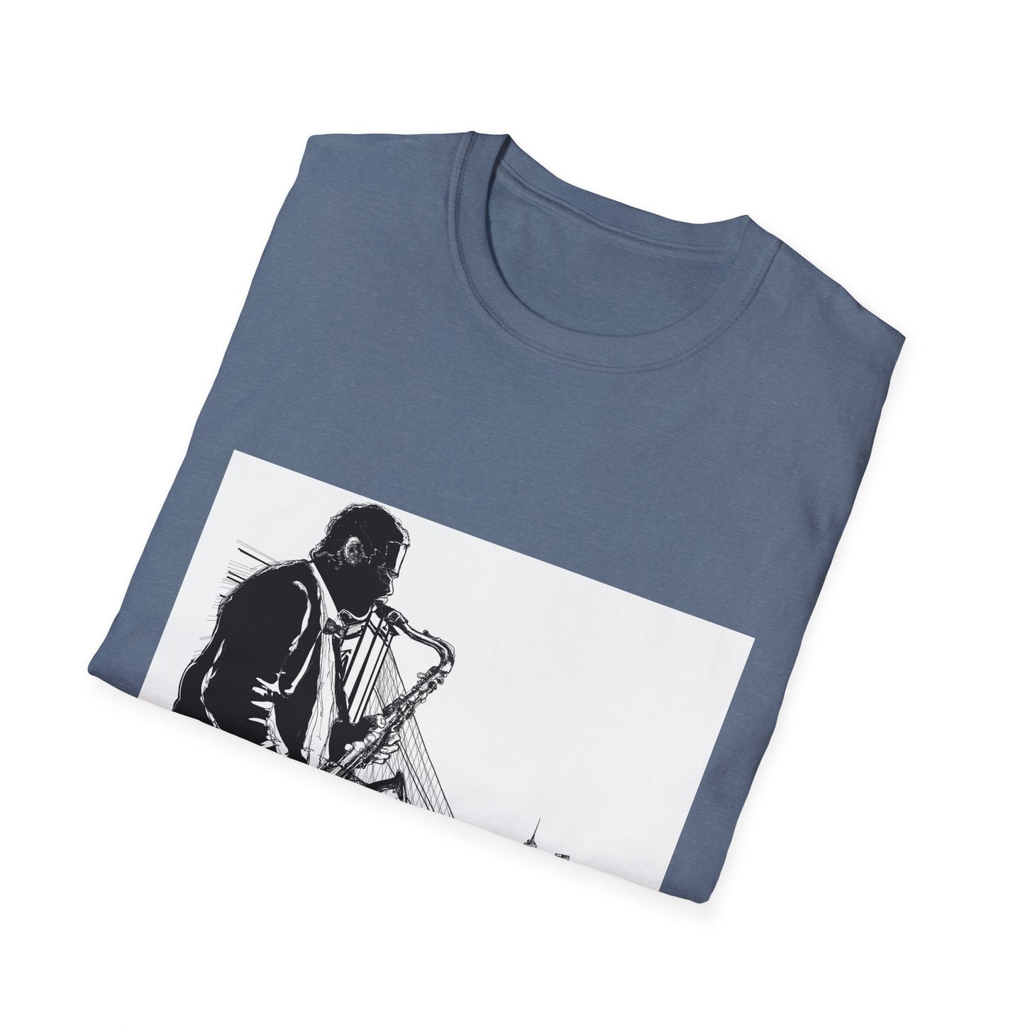 10%OFF at checkout! - Saxophone Skyline T-Shirt — Jazz Musician Cityscape Tee