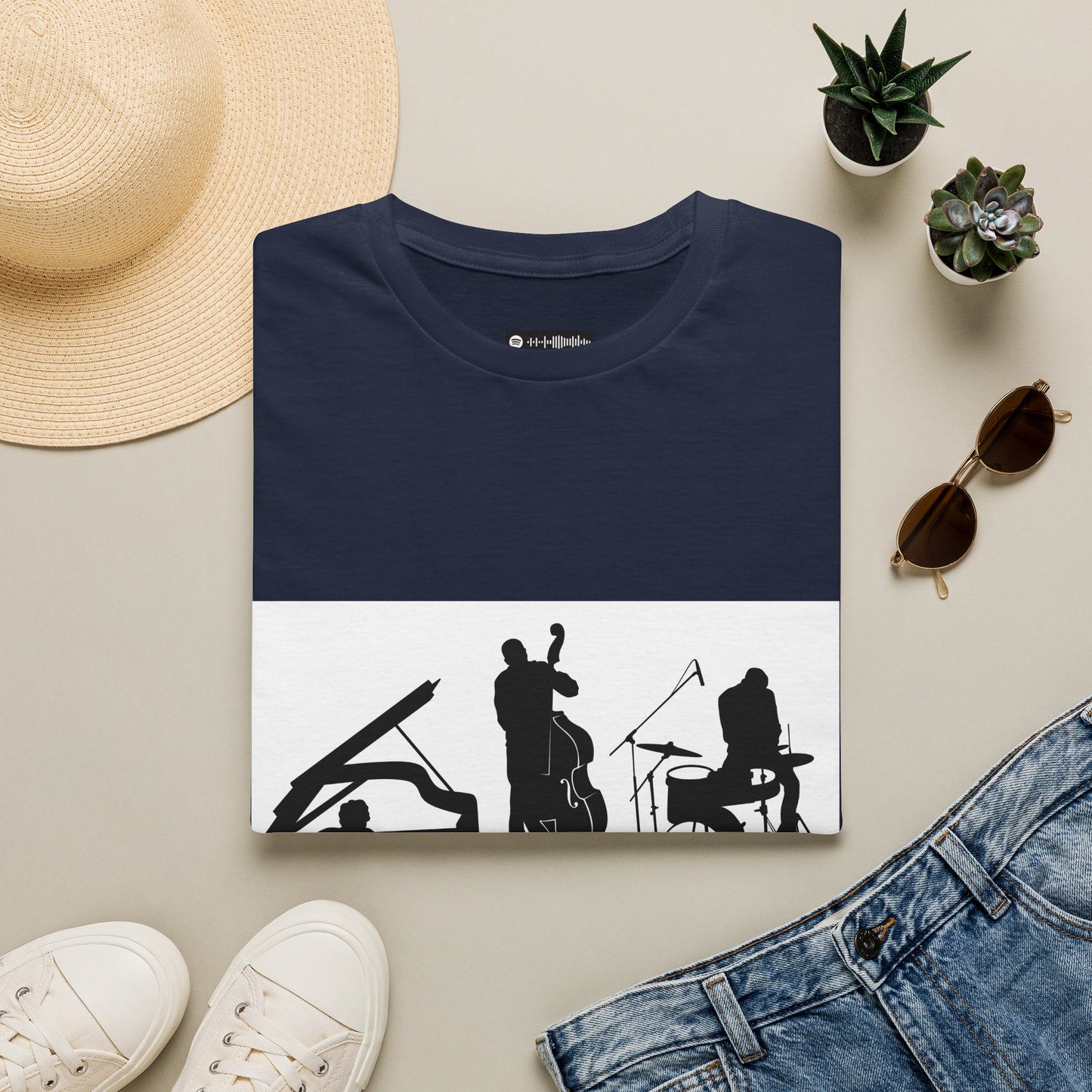 10% Off at checkout - Jazz Trio Silhouette T-Shirt — Piano, Bass & Drums Music Tee