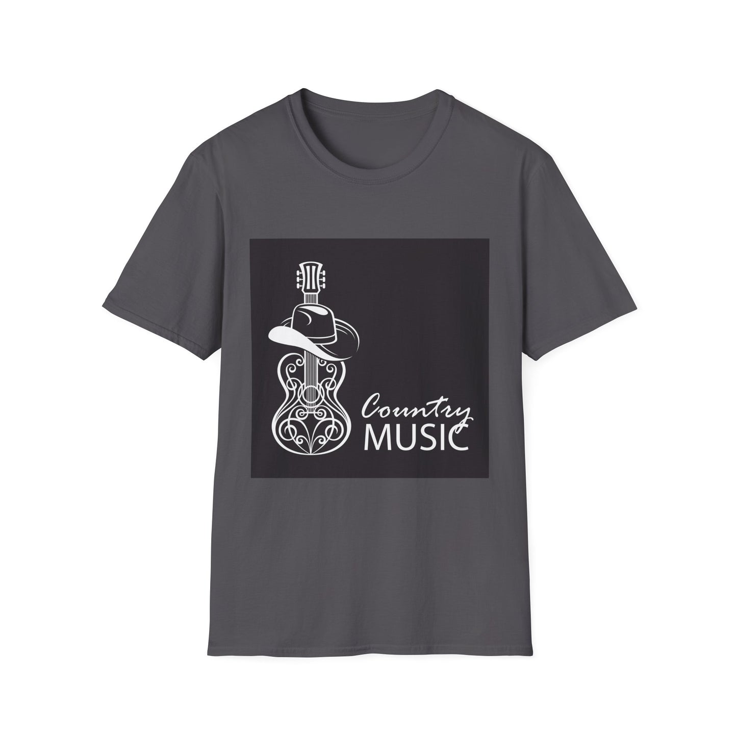 10%OFF at checkout! - Country Music Guitar Tee — "Country Music" Graphic T-Shirt with Cowboy Hat Design