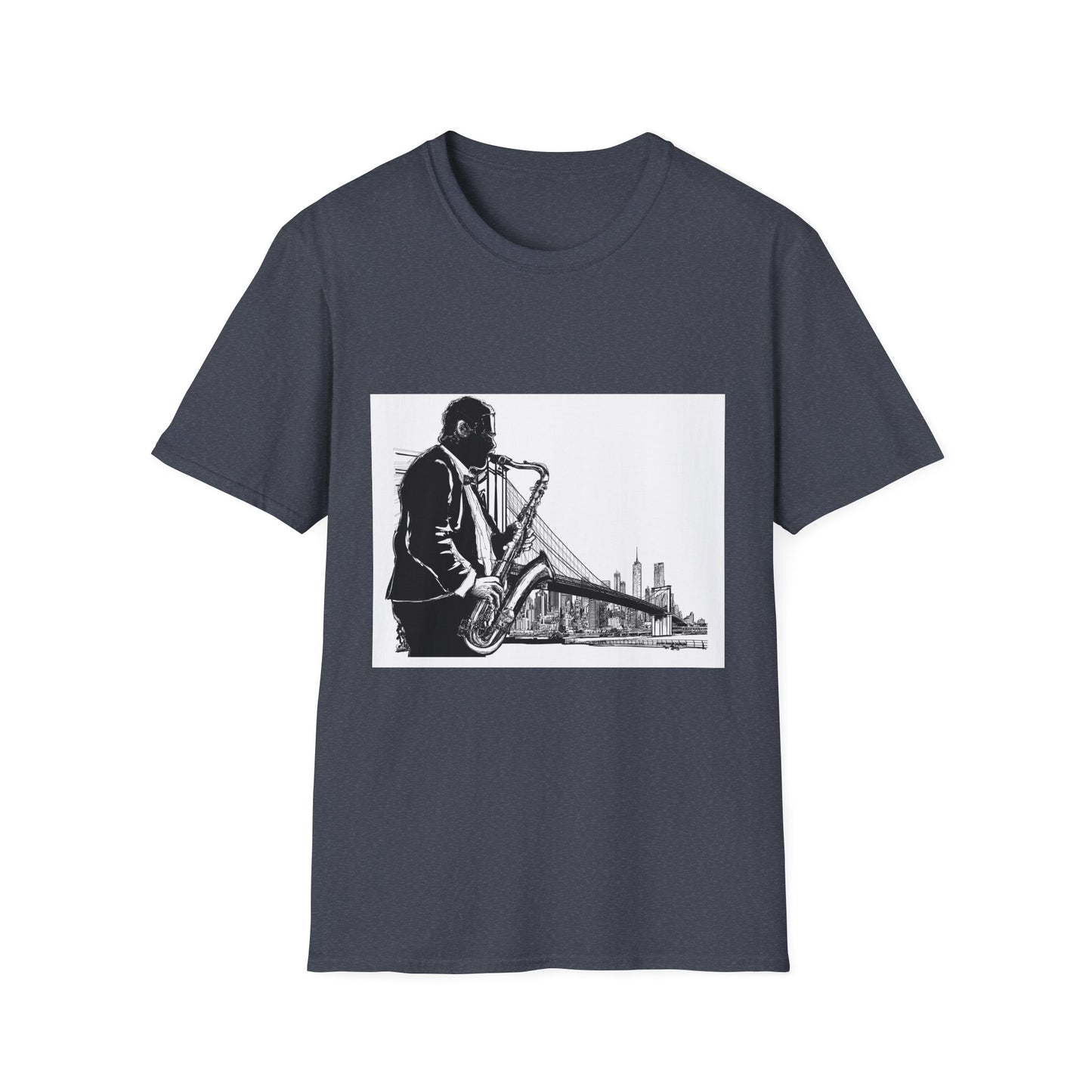 10%OFF at checkout! - Saxophone Skyline T-Shirt — Jazz Musician Cityscape Tee