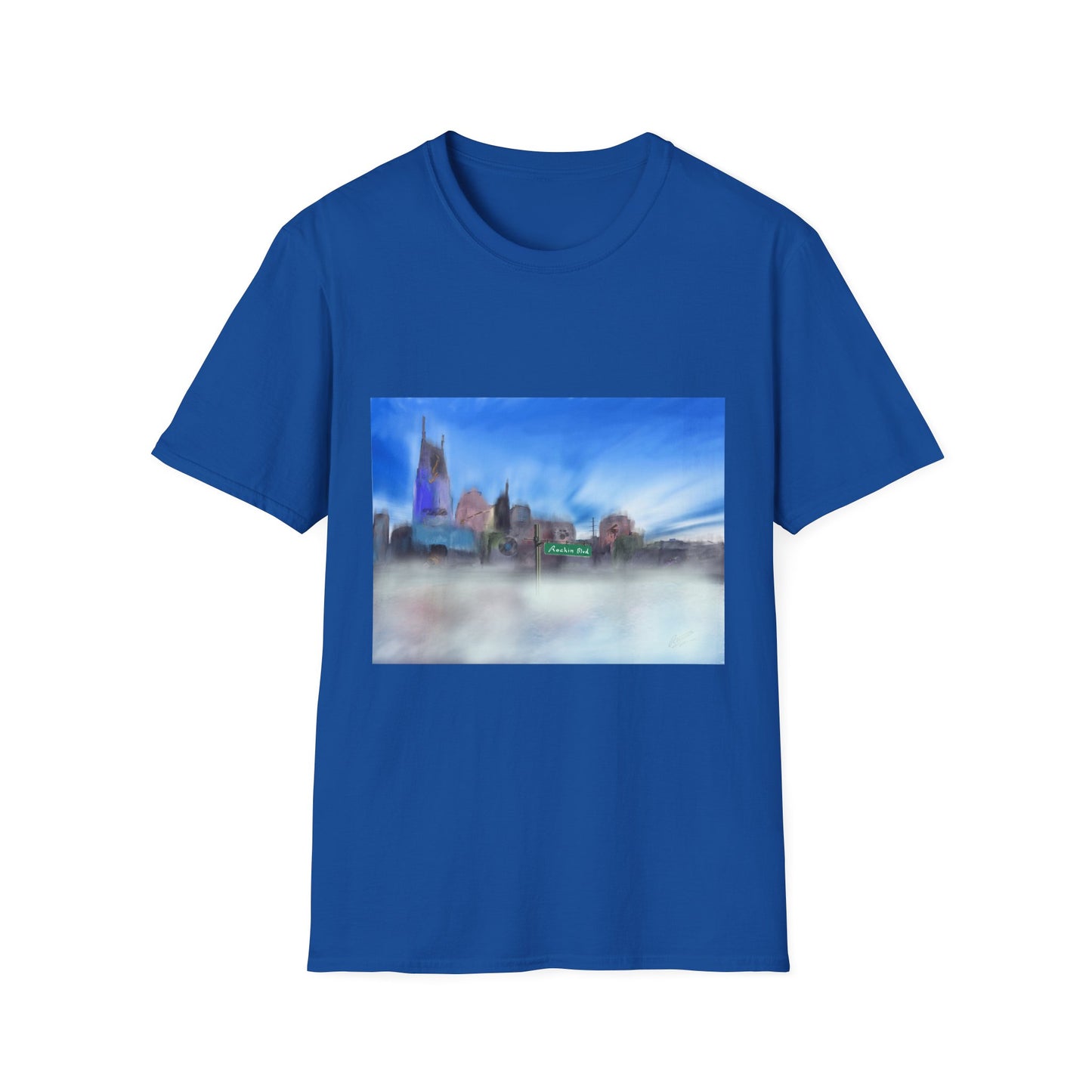 10%OFF at checkout! - Music City Skyline Blur Print T-Shirt — Dreamy Urban Landscape Tee