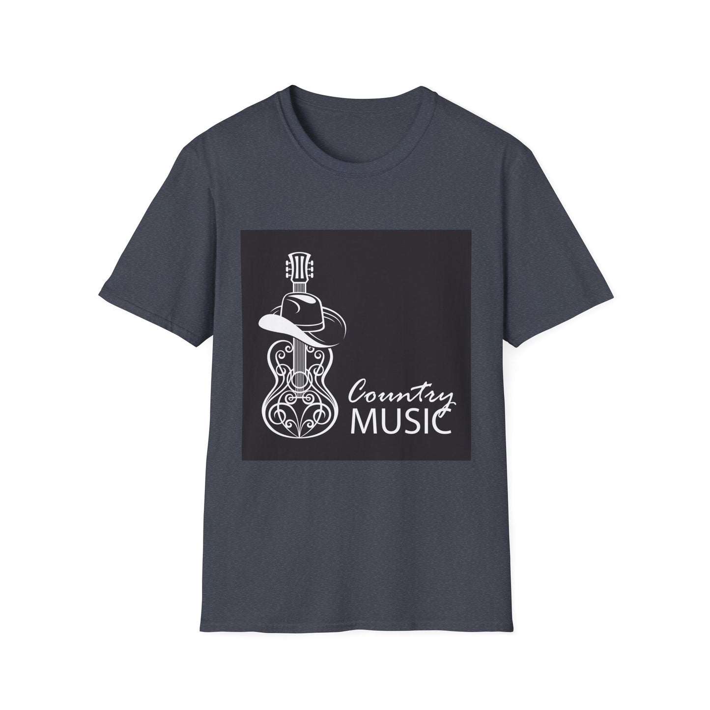 10%OFF at checkout! - Country Music Guitar Tee — "Country Music" Graphic T-Shirt with Cowboy Hat Design