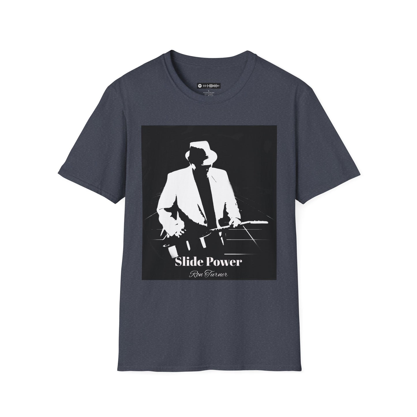 Slide Power Ron Turner Blues Artist Silhouette T-Shirt — Vintage Band Music Tee