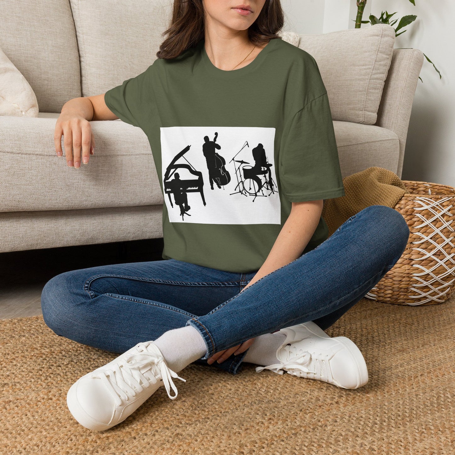 10% Off at checkout - Jazz Trio Silhouette T-Shirt — Piano, Bass & Drums Music Tee
