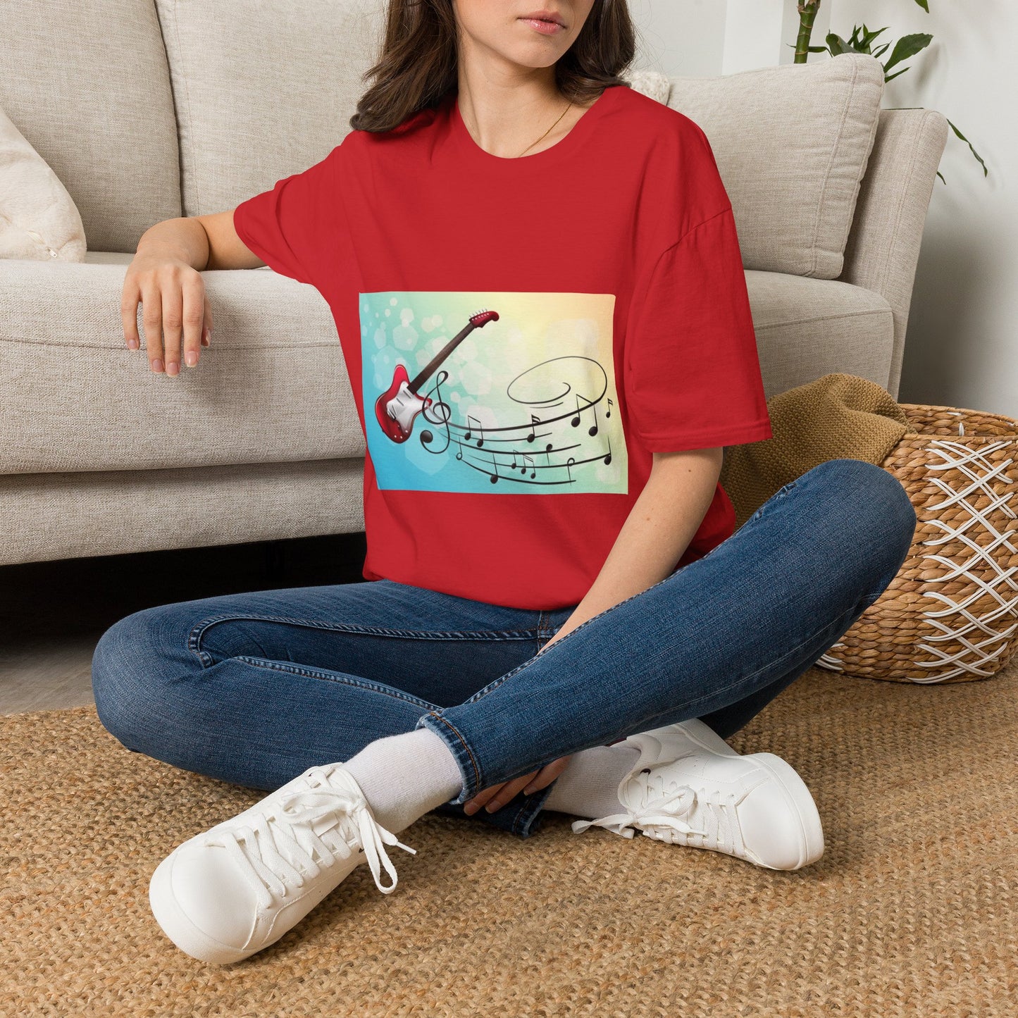 10% Off at checkout - Electric Guitar Music Tee — Colorful Musical Notes Graphic T-Shirt