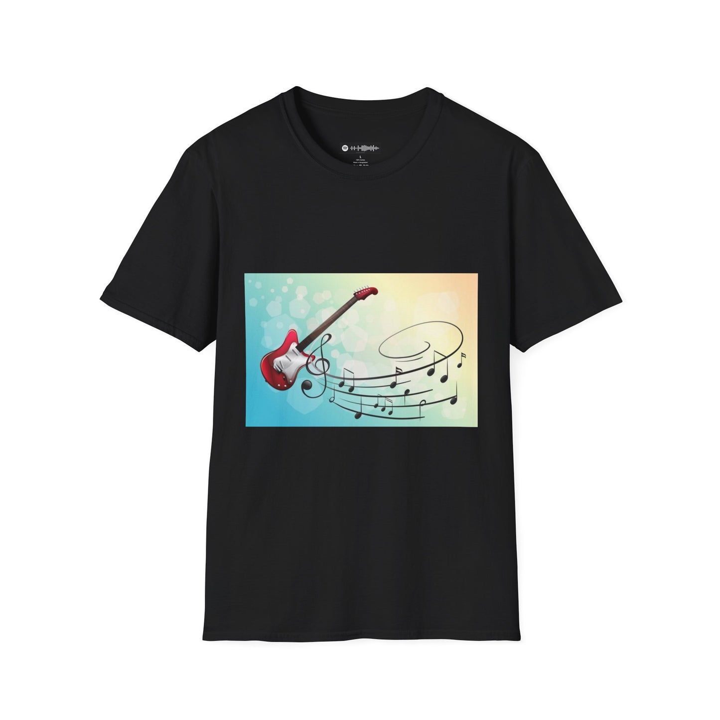 10% Off at checkout - Electric Guitar Music Tee — Colorful Musical Notes Graphic T-Shirt
