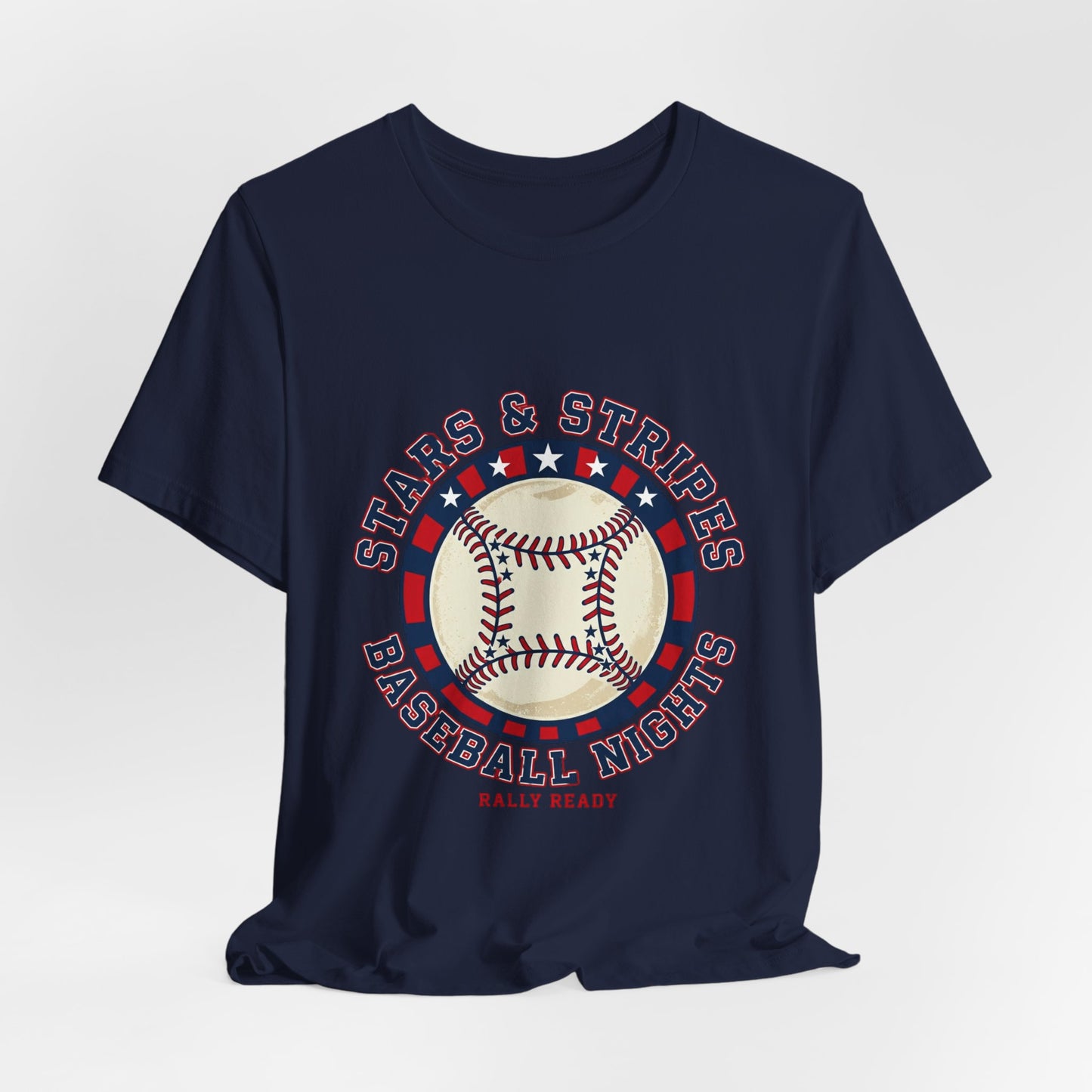 10%OFF at checkout! - Stars & Stripes Baseball Nights Tee | patriotic baseball graphic, vintage ballpark aesthetic