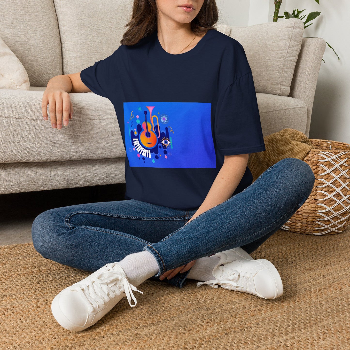 10% Off at checkout - Music Festival Graphic T-Shirt — Colorful Guitar & Instruments Design