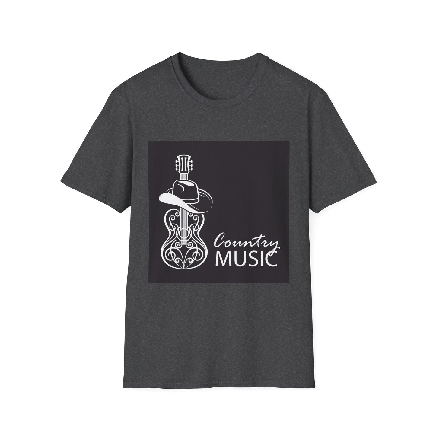 10%OFF at checkout! - Country Music Guitar Tee — "Country Music" Graphic T-Shirt with Cowboy Hat Design
