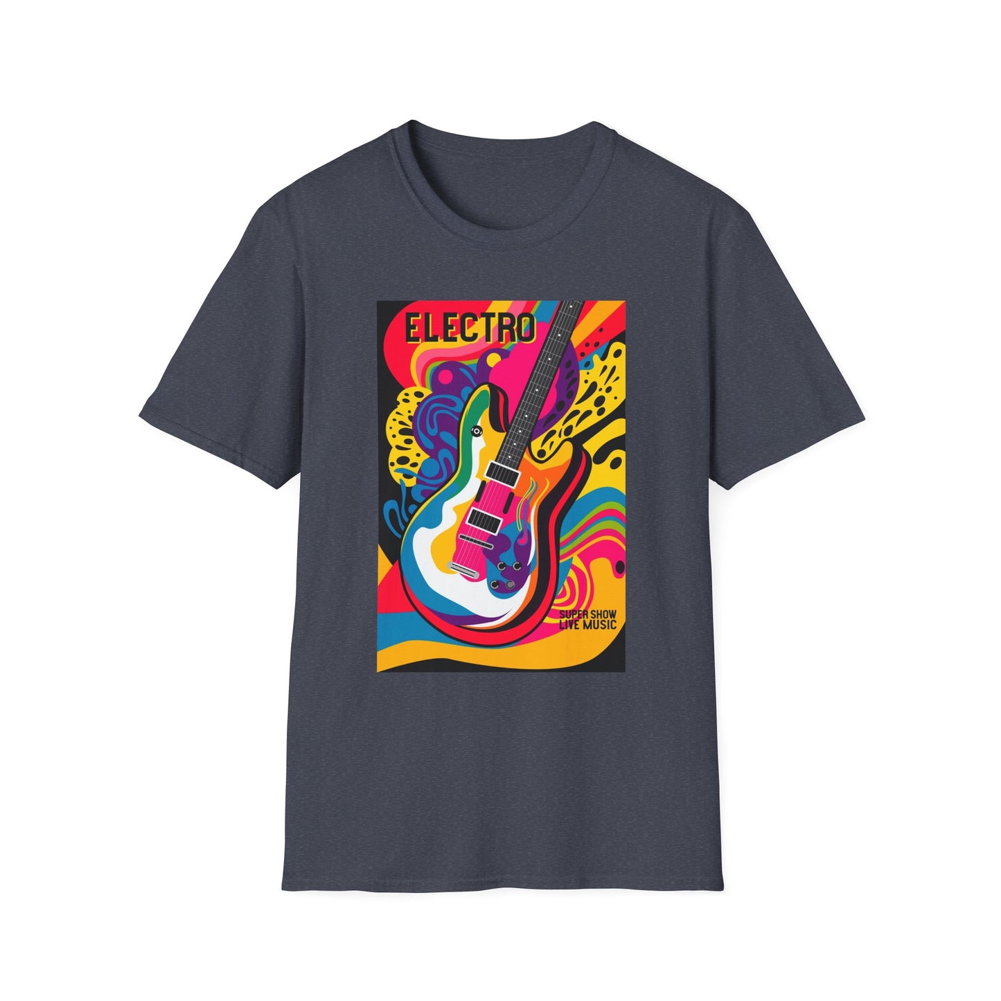 10%OFF at checkout! - Electro Guitar Poster T-Shirt — Retro Psychedelic Music Tee