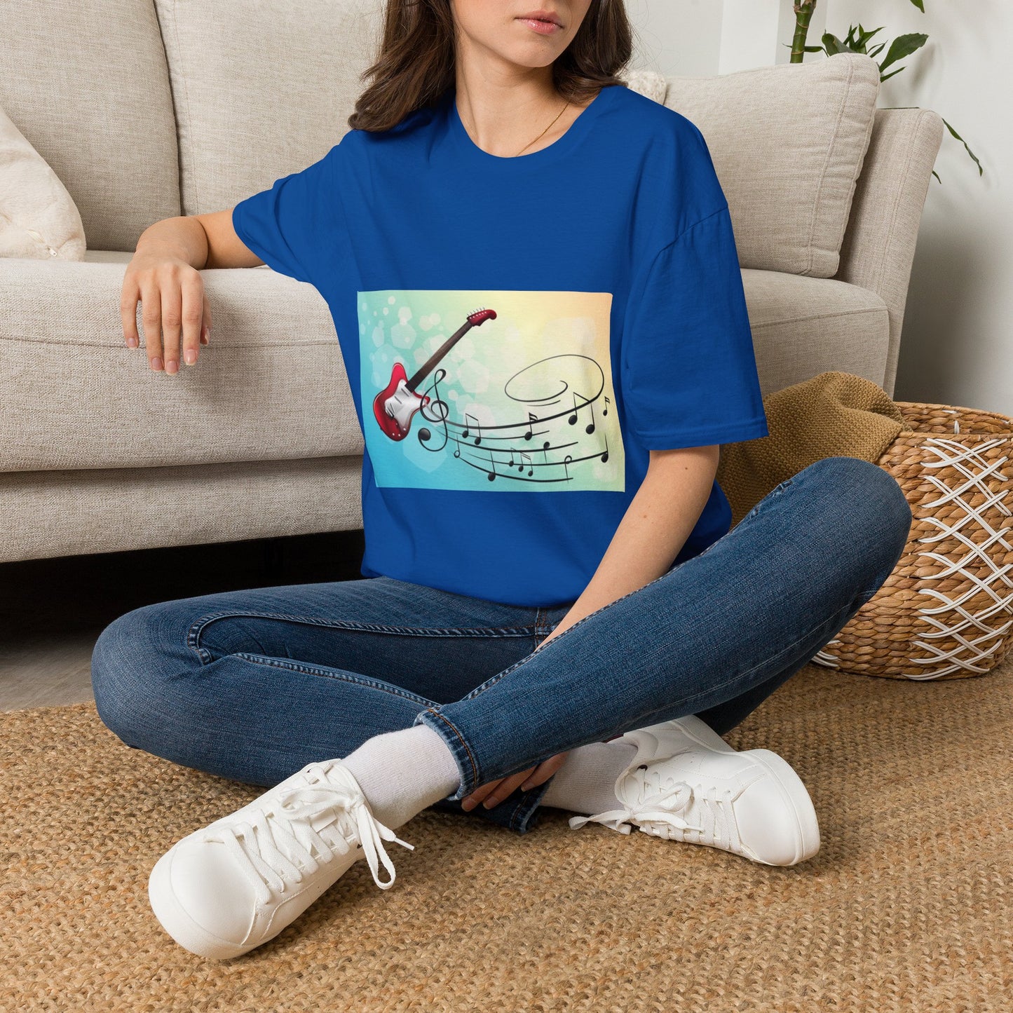 10% Off at checkout - Electric Guitar Music Tee — Colorful Musical Notes Graphic T-Shirt