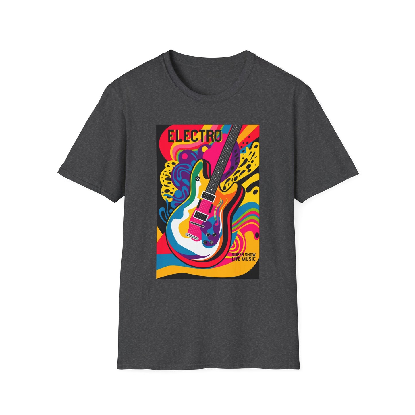 10%OFF at checkout! - Electro Guitar Poster T-Shirt — Retro Psychedelic Music Tee