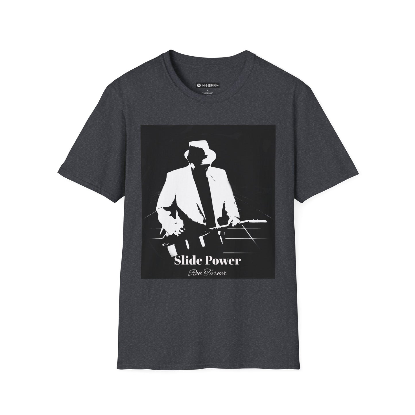 Slide Power Ron Turner Blues Artist Silhouette T-Shirt — Vintage Band Music Tee