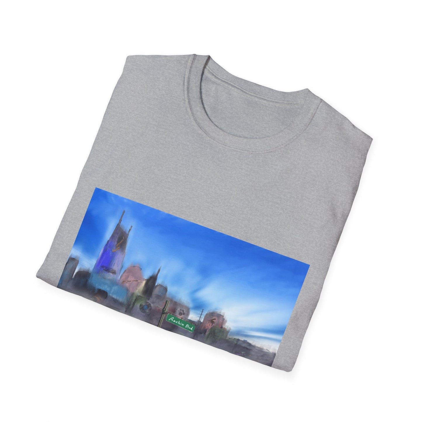 10%OFF at checkout! - Music City Skyline Blur Print T-Shirt — Dreamy Urban Landscape Tee