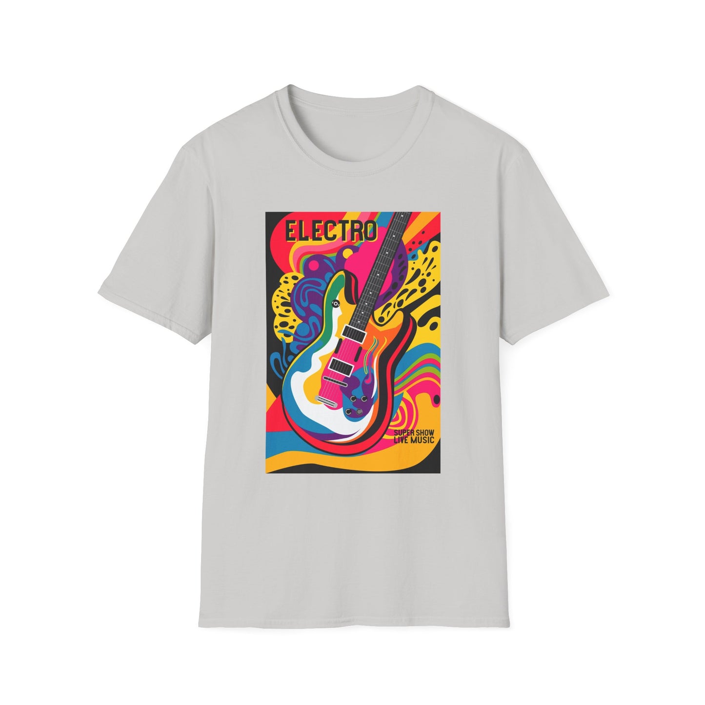 10%OFF at checkout! - Electro Guitar Poster T-Shirt — Retro Psychedelic Music Tee