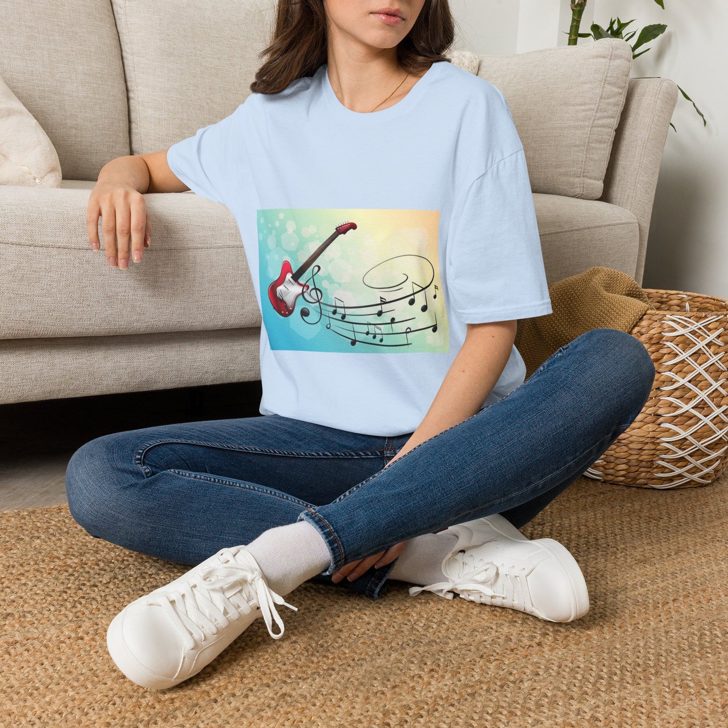 10% Off at checkout - Electric Guitar Music Tee — Colorful Musical Notes Graphic T-Shirt