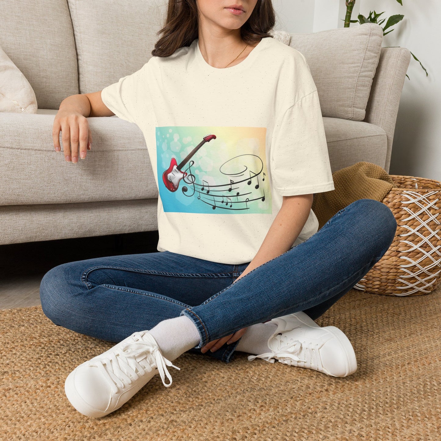 10% Off at checkout - Electric Guitar Music Tee — Colorful Musical Notes Graphic T-Shirt