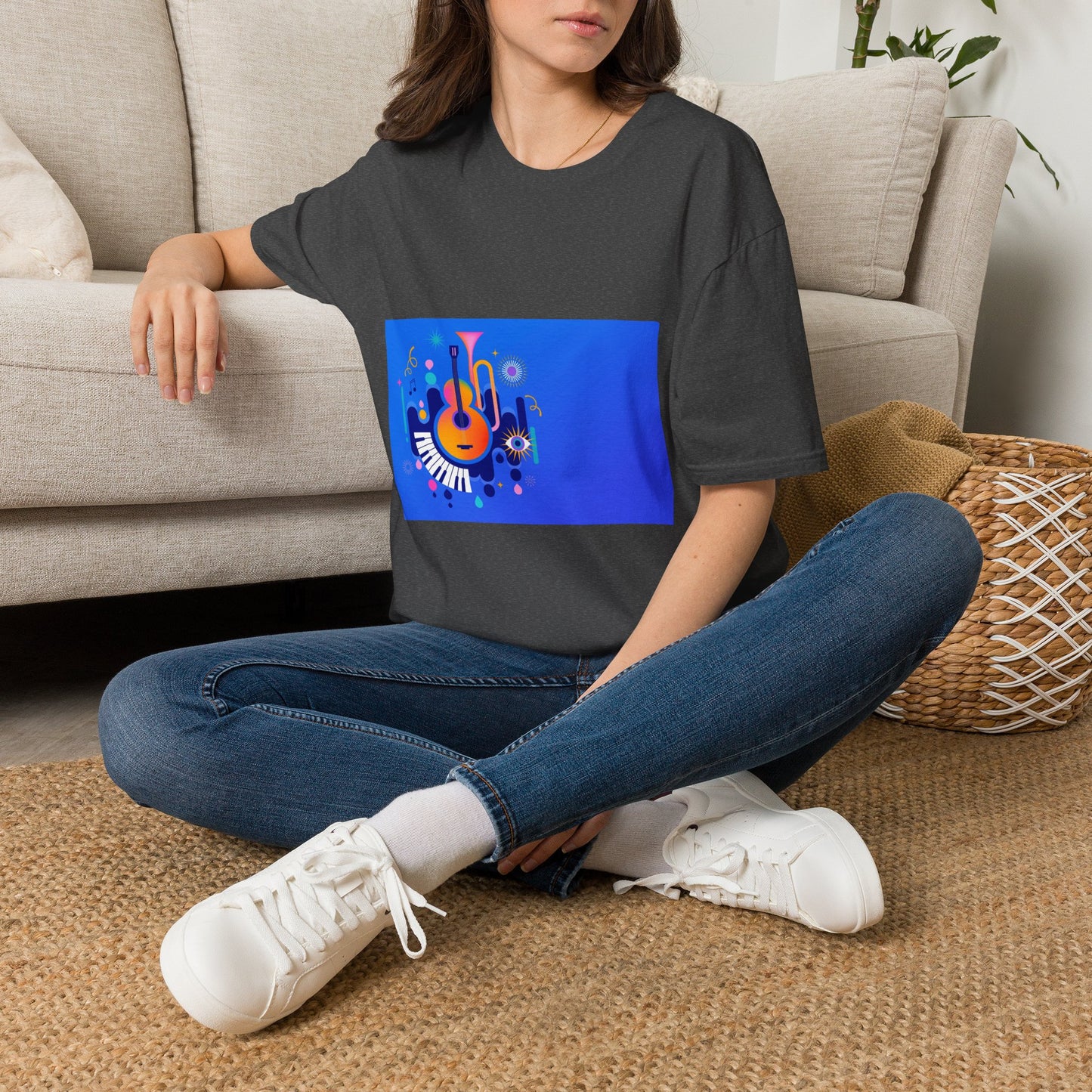 10% Off at checkout - Music Festival Graphic T-Shirt — Colorful Guitar & Instruments Design