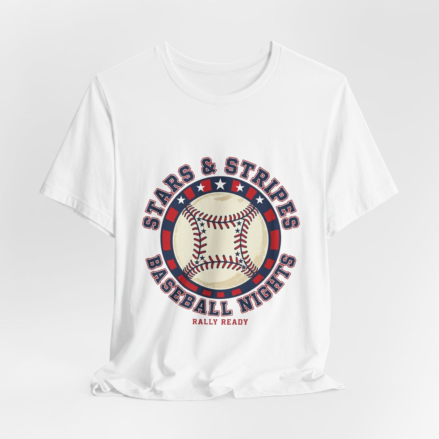 10%OFF at checkout! - Stars & Stripes Baseball Nights Tee | patriotic baseball graphic, vintage ballpark aesthetic