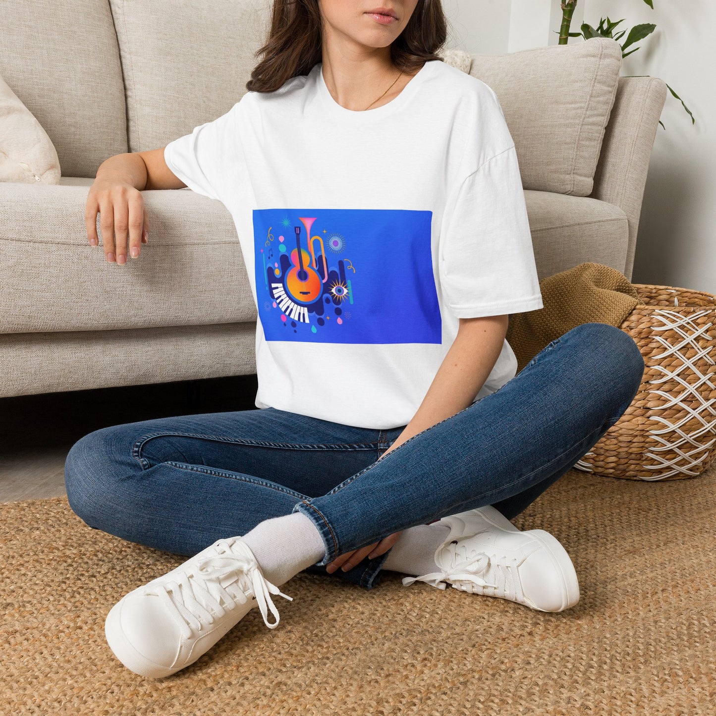 10% Off at checkout - Music Festival Graphic T-Shirt — Colorful Guitar & Instruments Design