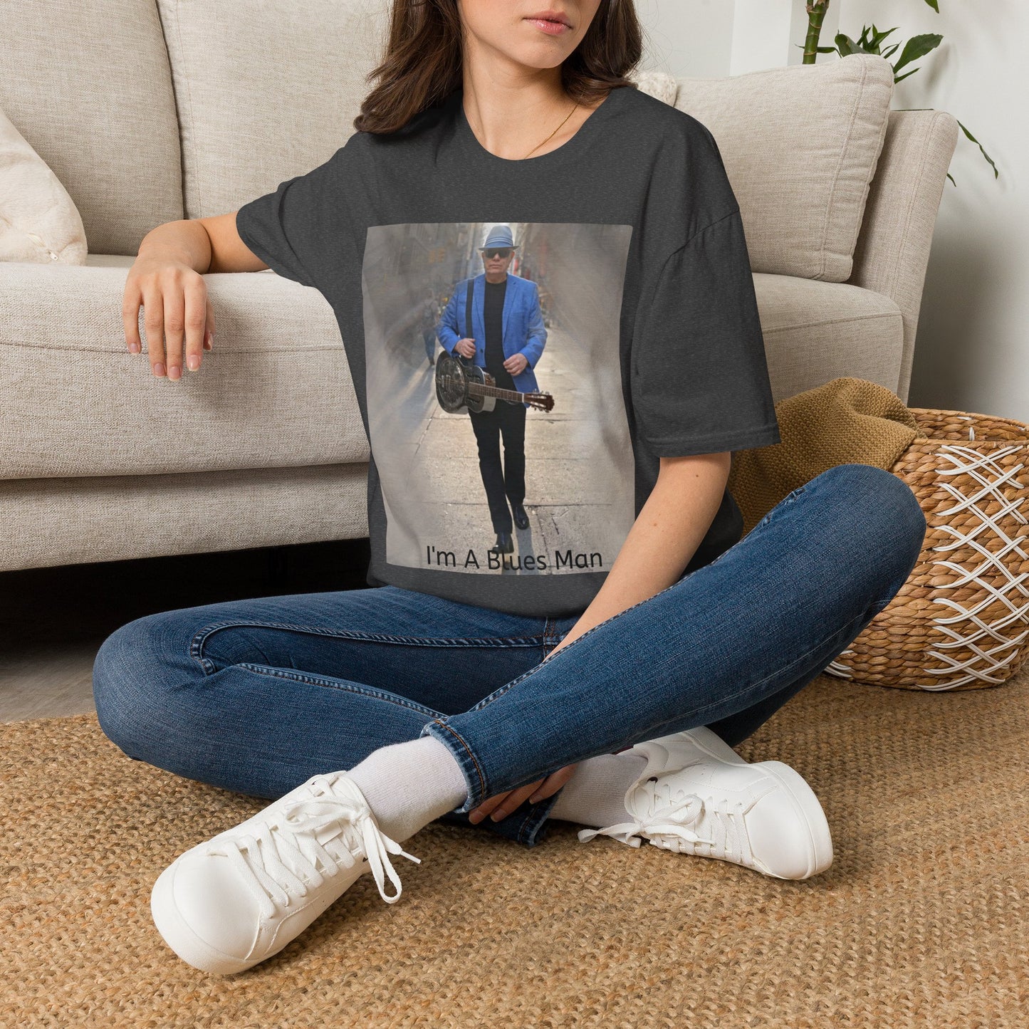 10% Off at checkout! - T-Shirt — 'I'm A Blues Man' Guitarist Photo Tee