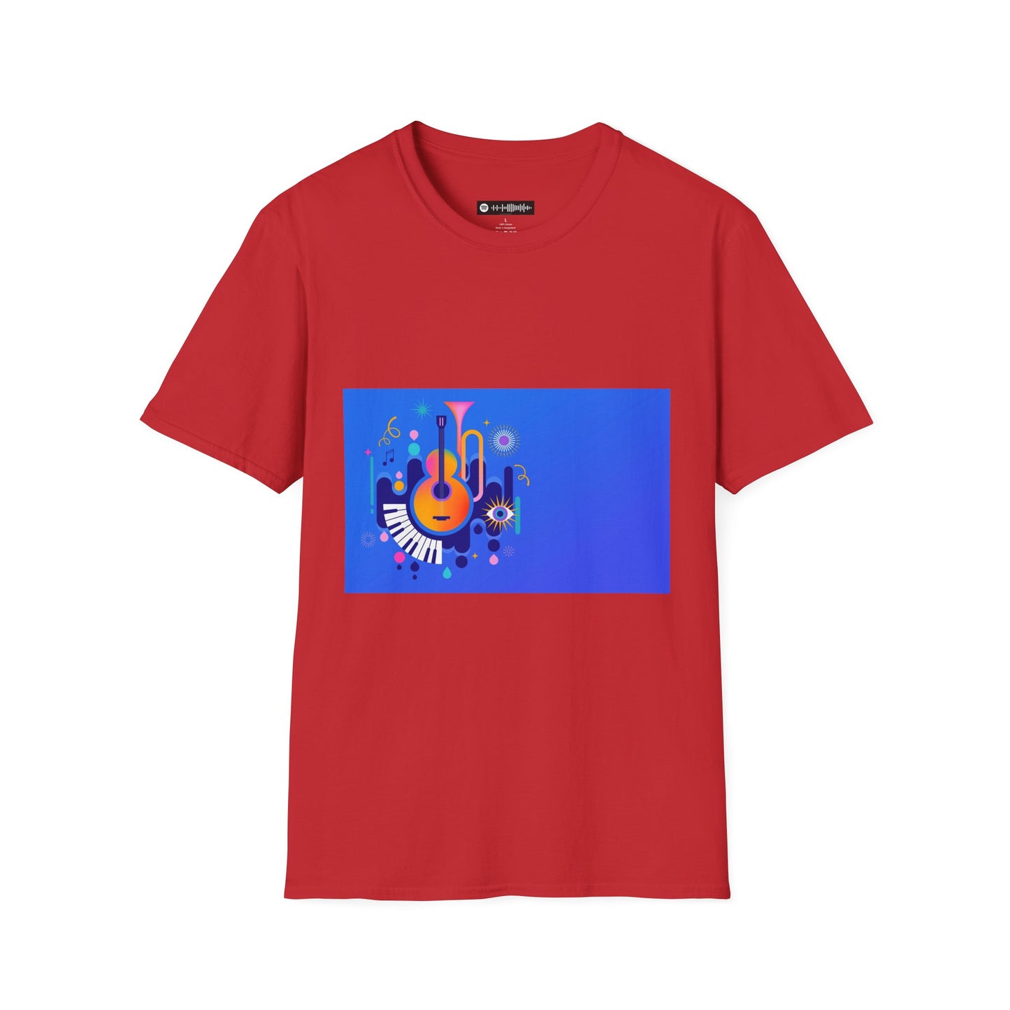 10% Off at checkout - Music Festival Graphic T-Shirt — Colorful Guitar & Instruments Design