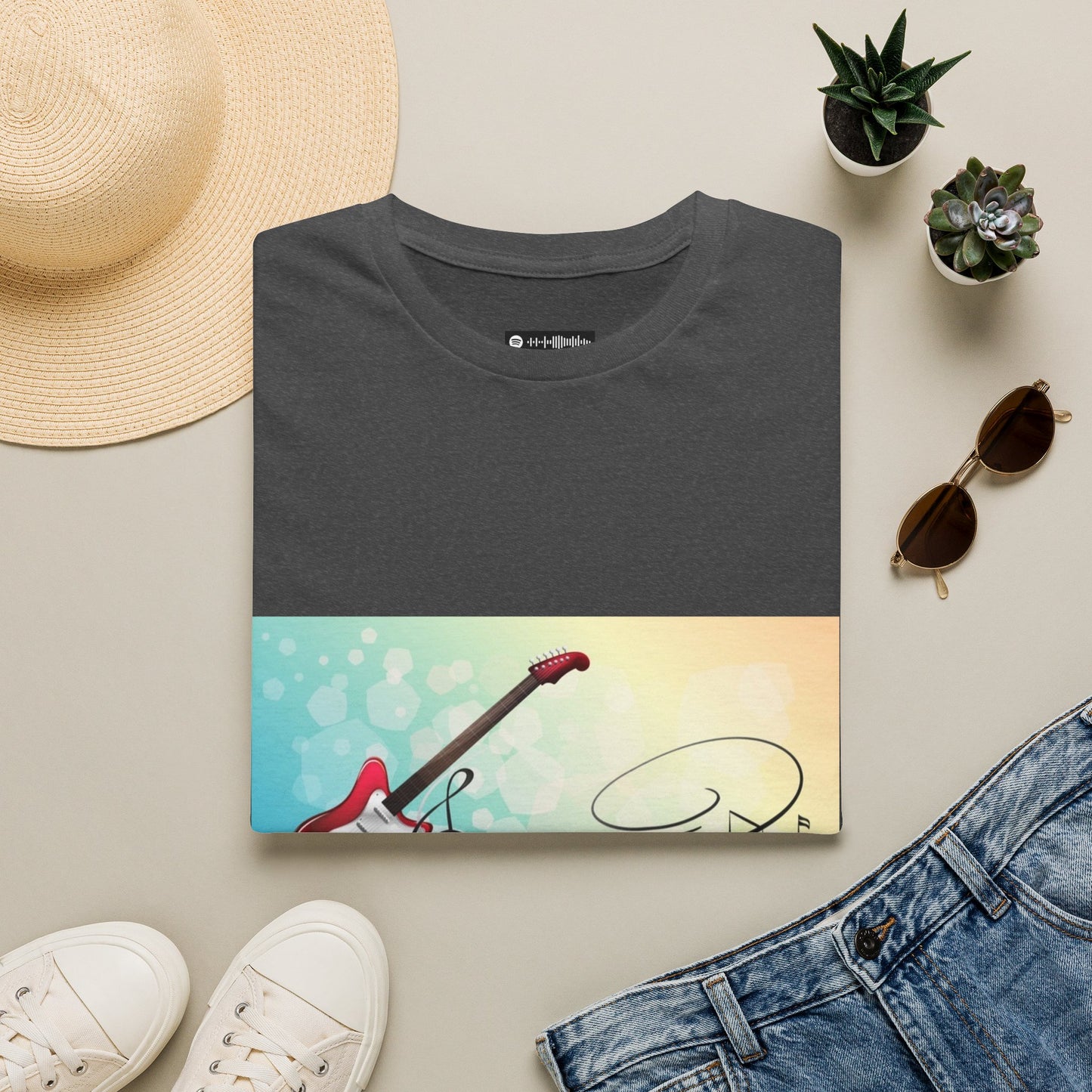 10% Off at checkout - Electric Guitar Music Tee — Colorful Musical Notes Graphic T-Shirt