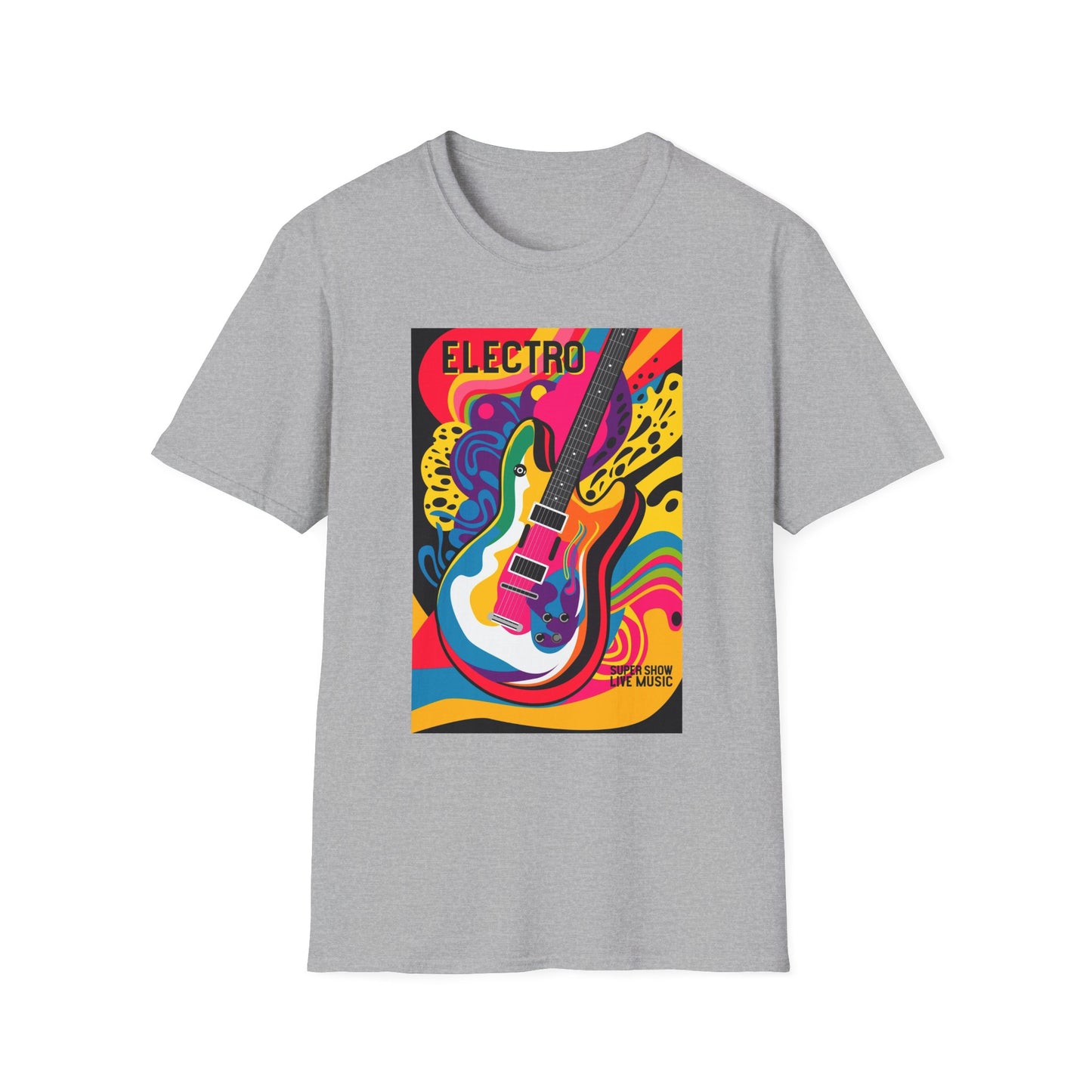 10%OFF at checkout! - Electro Guitar Poster T-Shirt — Retro Psychedelic Music Tee