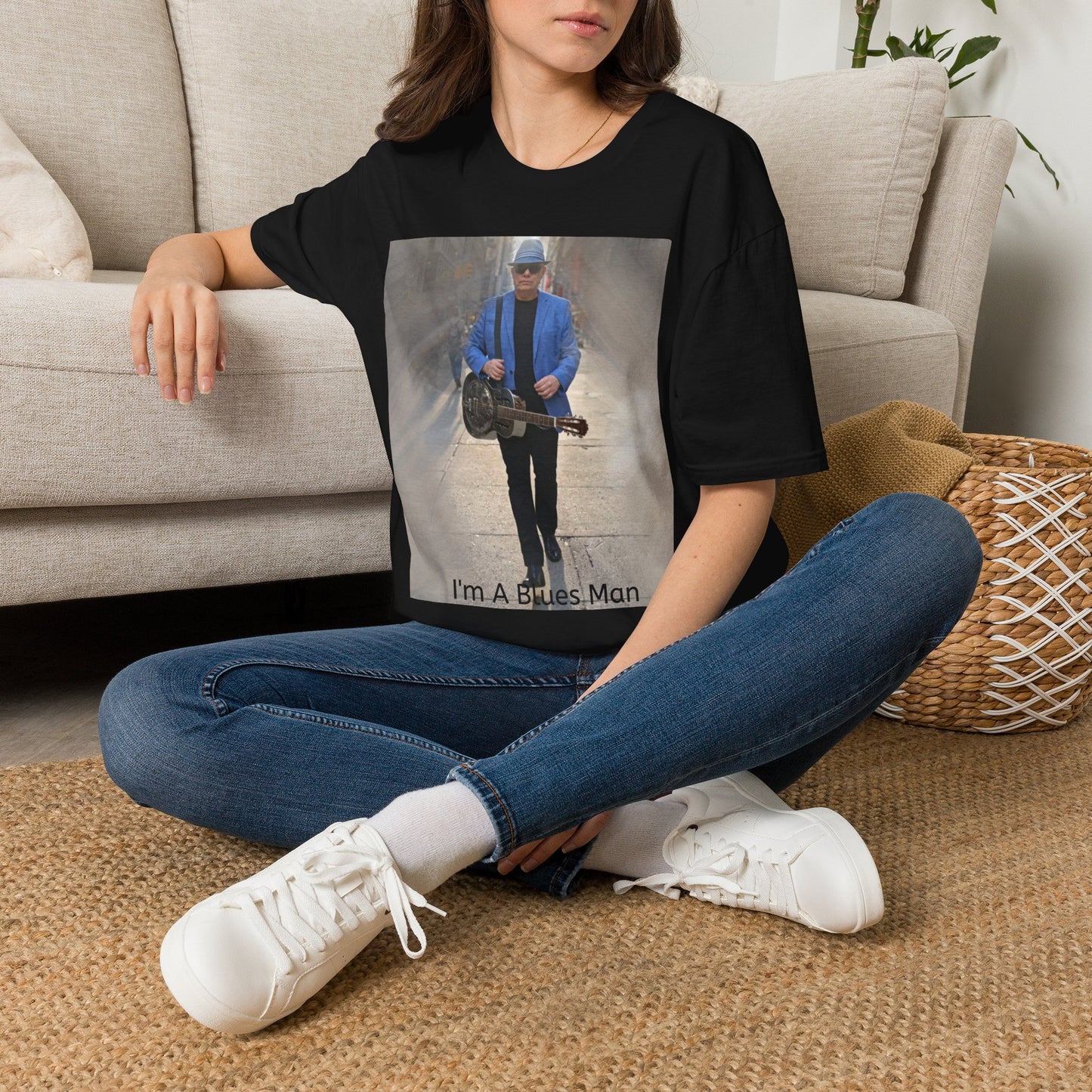 10% Off at checkout! - T-Shirt — 'I'm A Blues Man' Guitarist Photo Tee