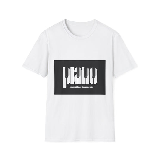Piano Retro Logo T-Shirt — Minimalist Black & White Music Tee