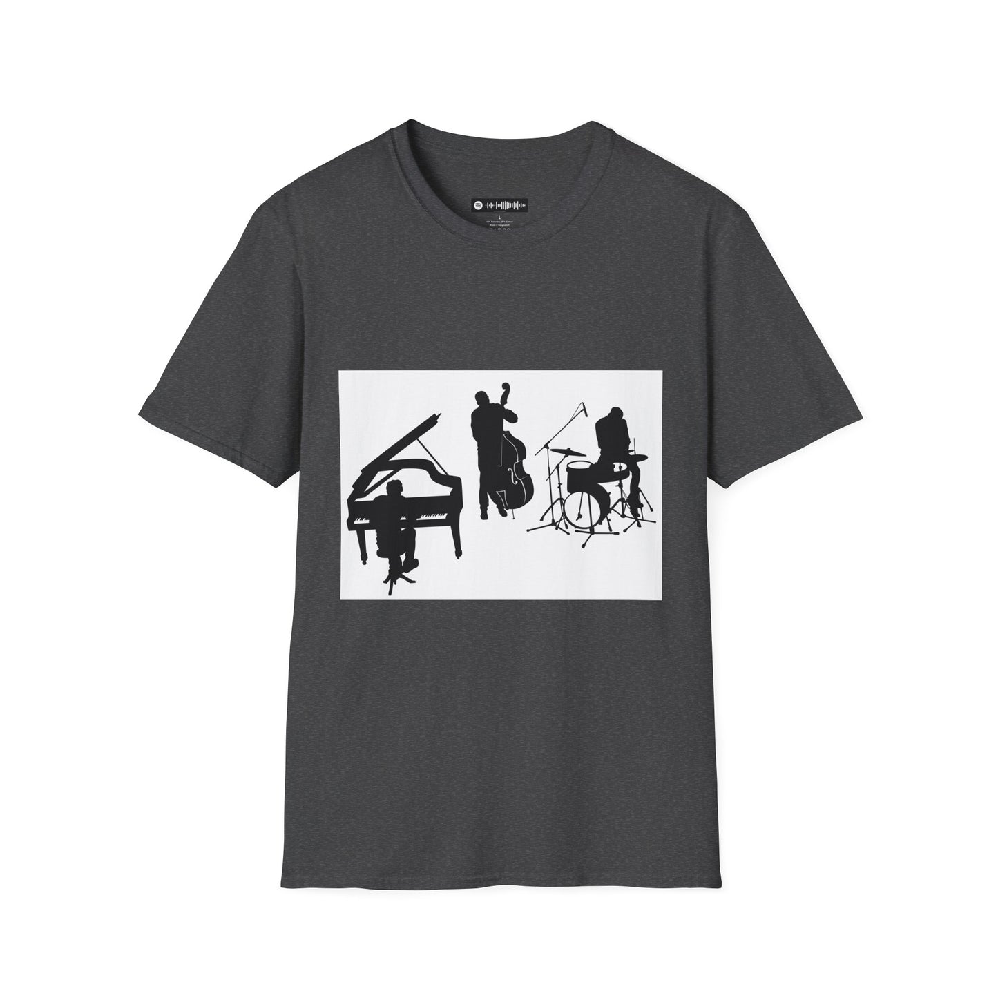 10% Off at checkout - Jazz Trio Silhouette T-Shirt — Piano, Bass & Drums Music Tee