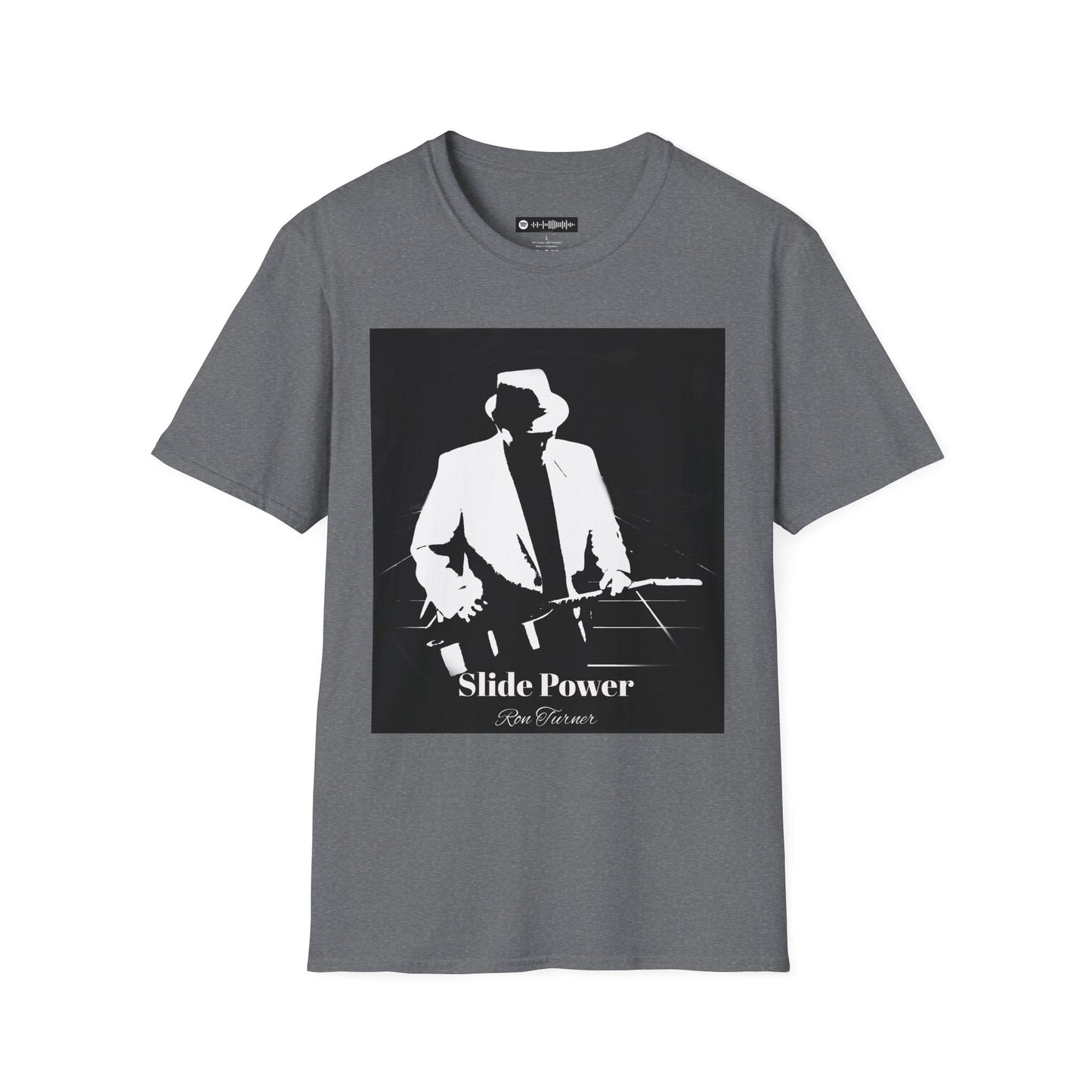 Slide Power Ron Turner Blues Artist Silhouette T-Shirt — Vintage Band Music Tee