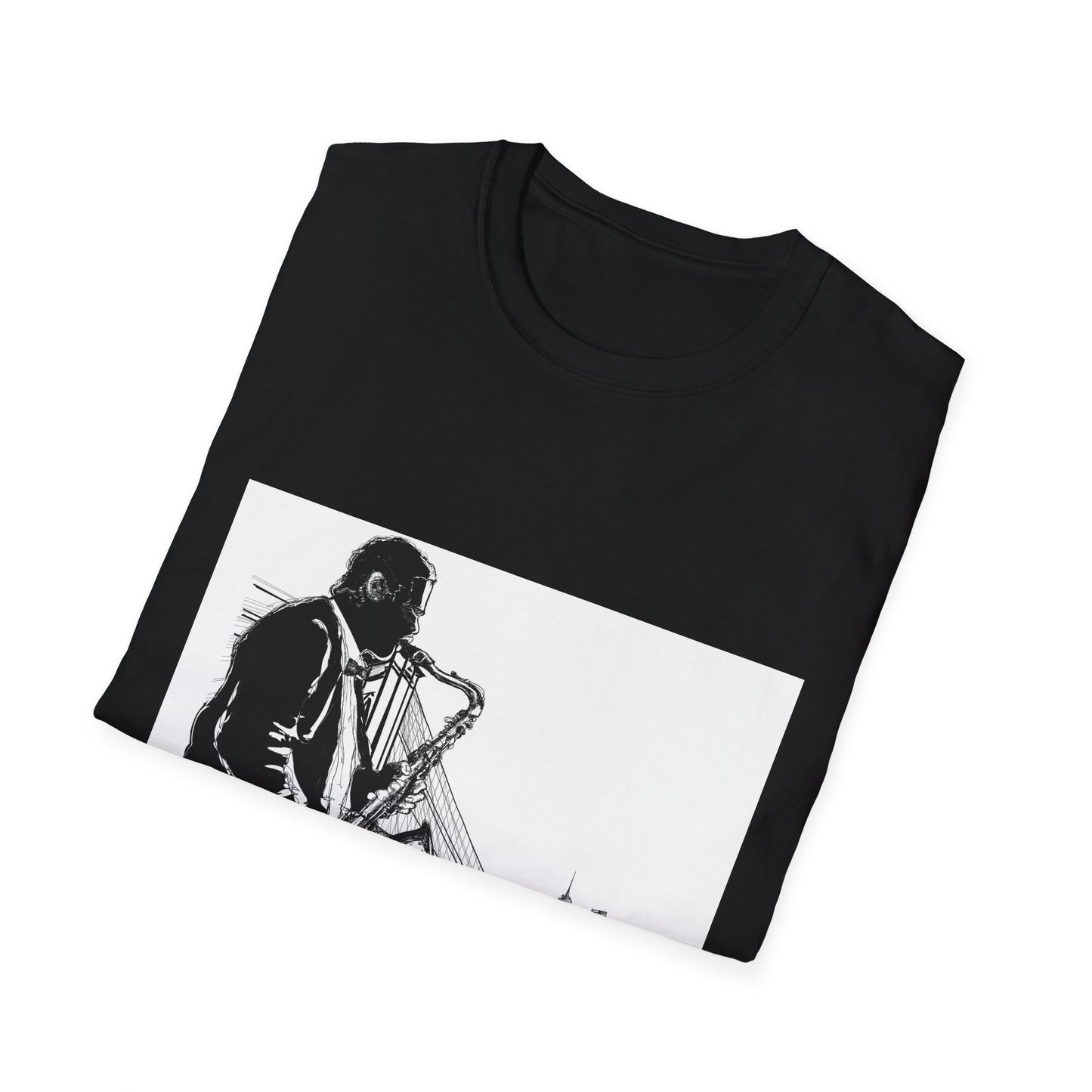 10%OFF at checkout! - Saxophone Skyline T-Shirt — Jazz Musician Cityscape Tee