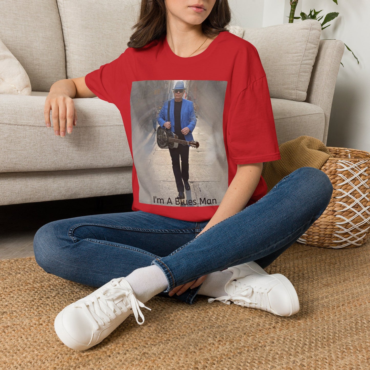 10% Off at checkout! - T-Shirt — 'I'm A Blues Man' Guitarist Photo Tee