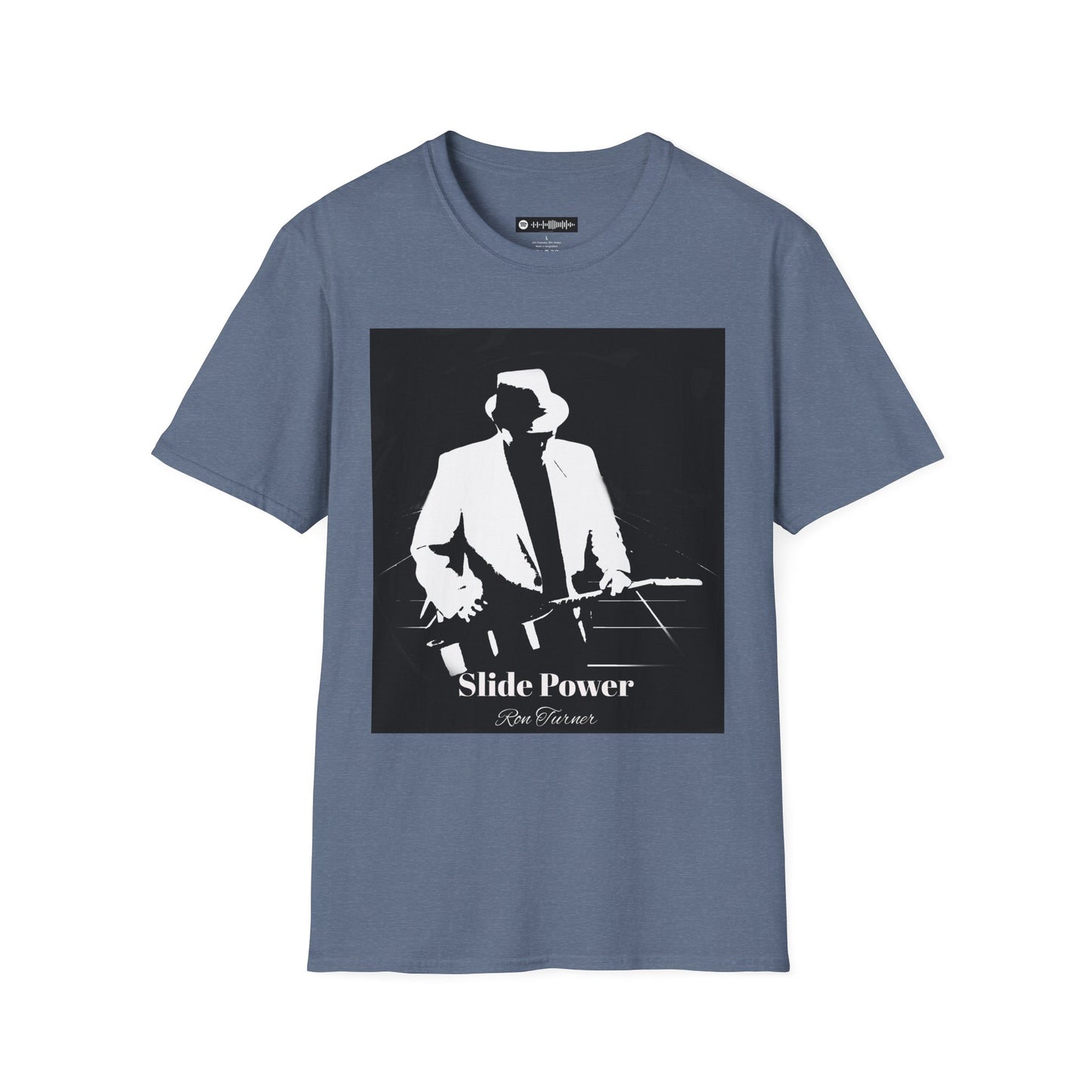 Slide Power Ron Turner Blues Artist Silhouette T-Shirt — Vintage Band Music Tee