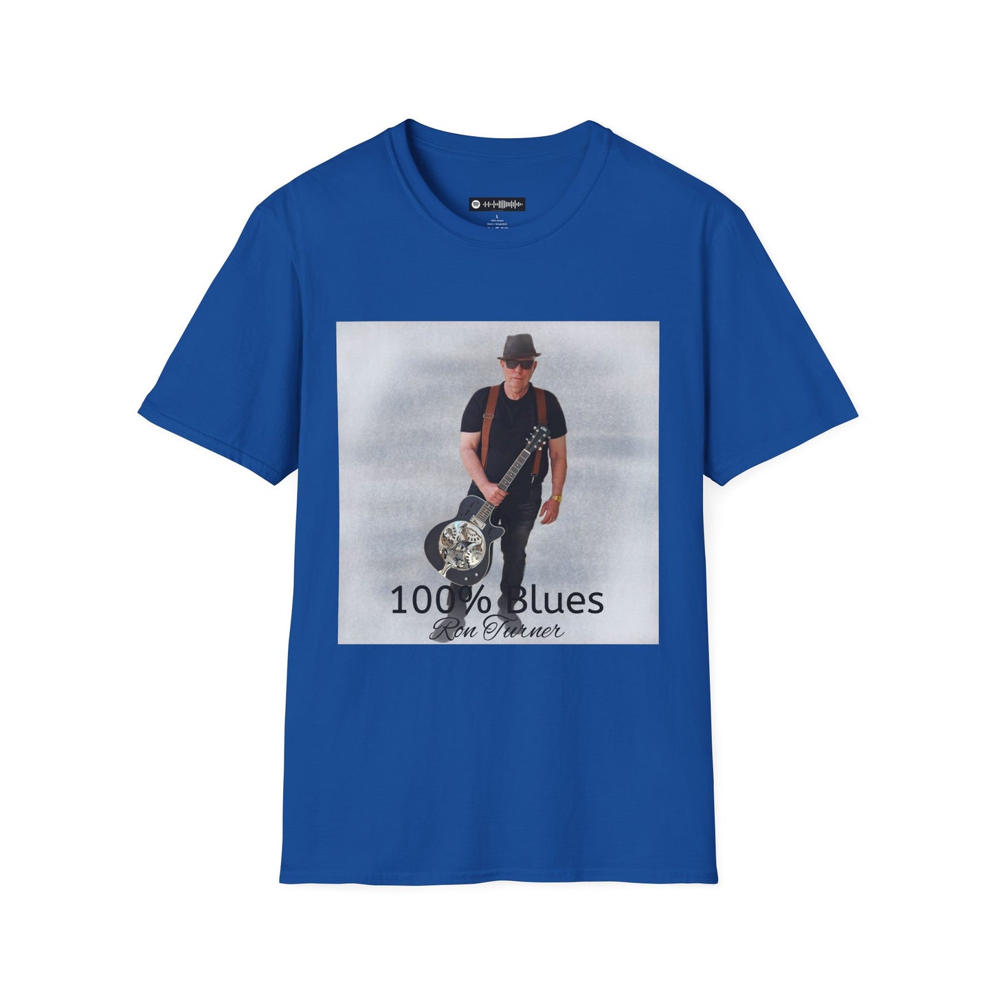 Blues Guitarist T-Shirt – “100% Blues” Vintage Music Tee