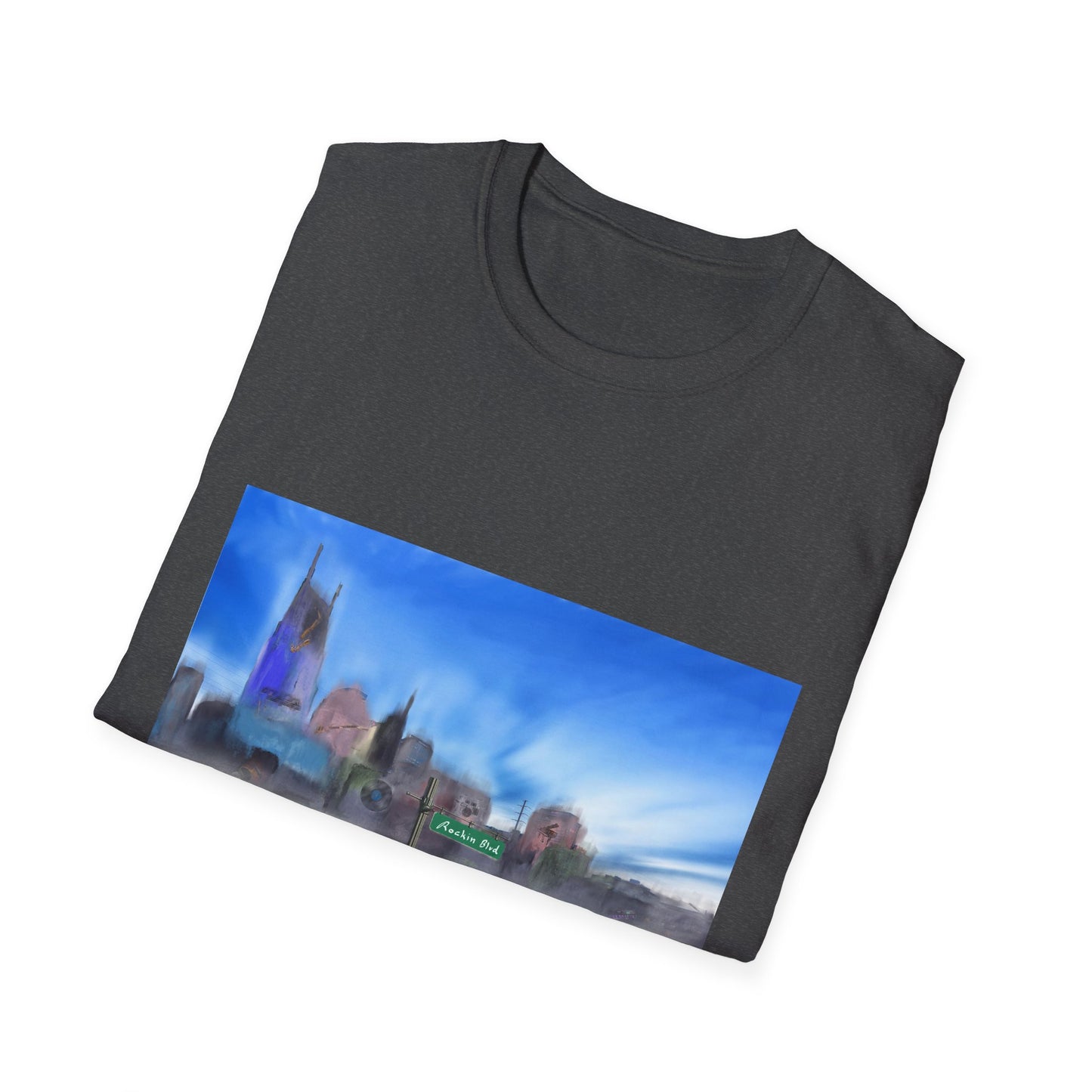 10%OFF at checkout! - Music City Skyline Blur Print T-Shirt — Dreamy Urban Landscape Tee