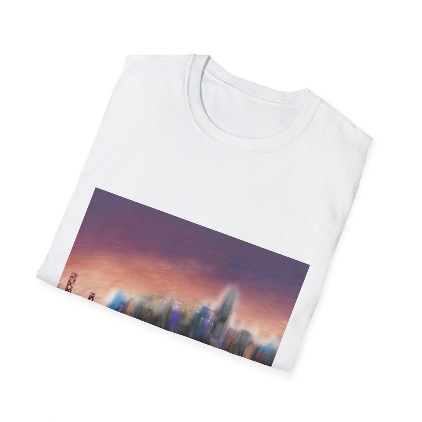 10%OFF at checkout! - Big City Band City Skyline Sunset T-Shirt — Blurred Nightscape Graphic Tee