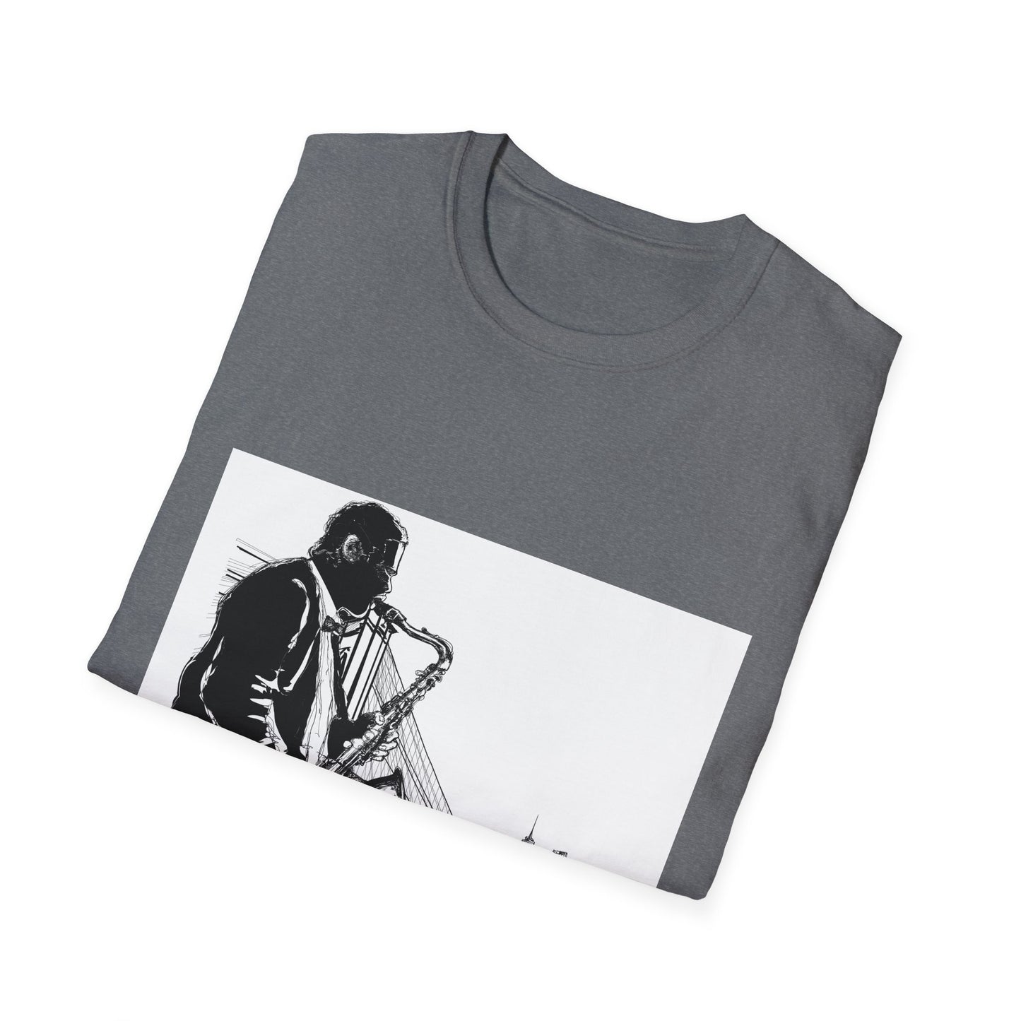 10%OFF at checkout! - Saxophone Skyline T-Shirt — Jazz Musician Cityscape Tee