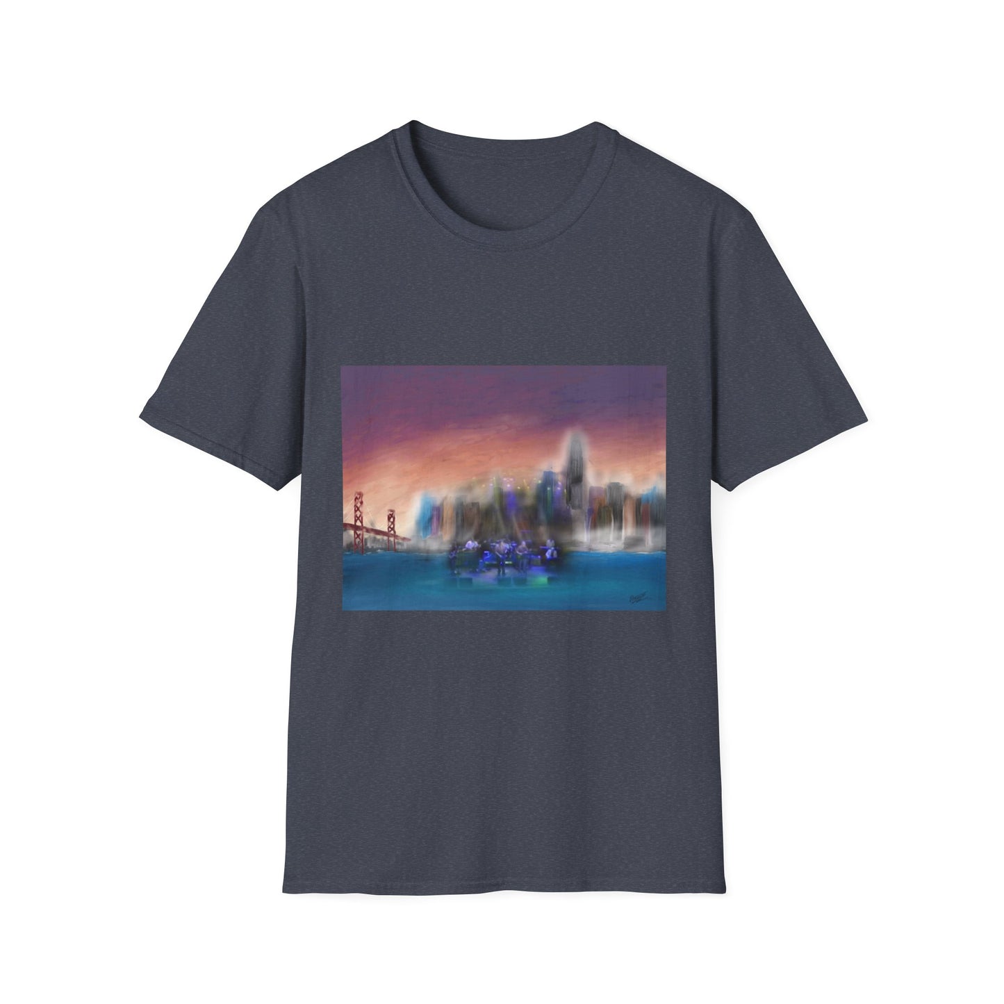 10%OFF at checkout! - Big City Band City Skyline Sunset T-Shirt — Blurred Nightscape Graphic Tee