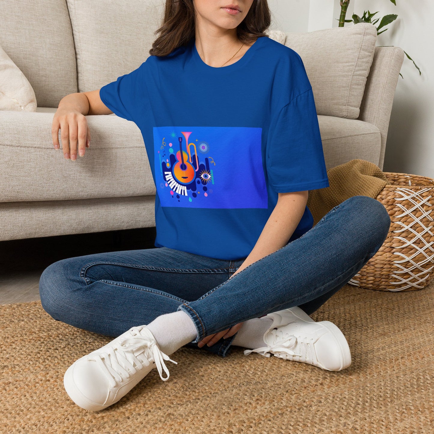 10% Off at checkout - Music Festival Graphic T-Shirt — Colorful Guitar & Instruments Design