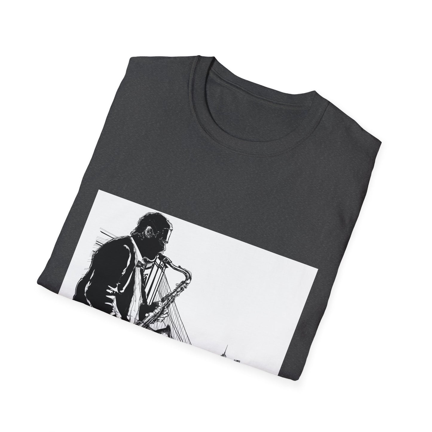 10%OFF at checkout! - Saxophone Skyline T-Shirt — Jazz Musician Cityscape Tee