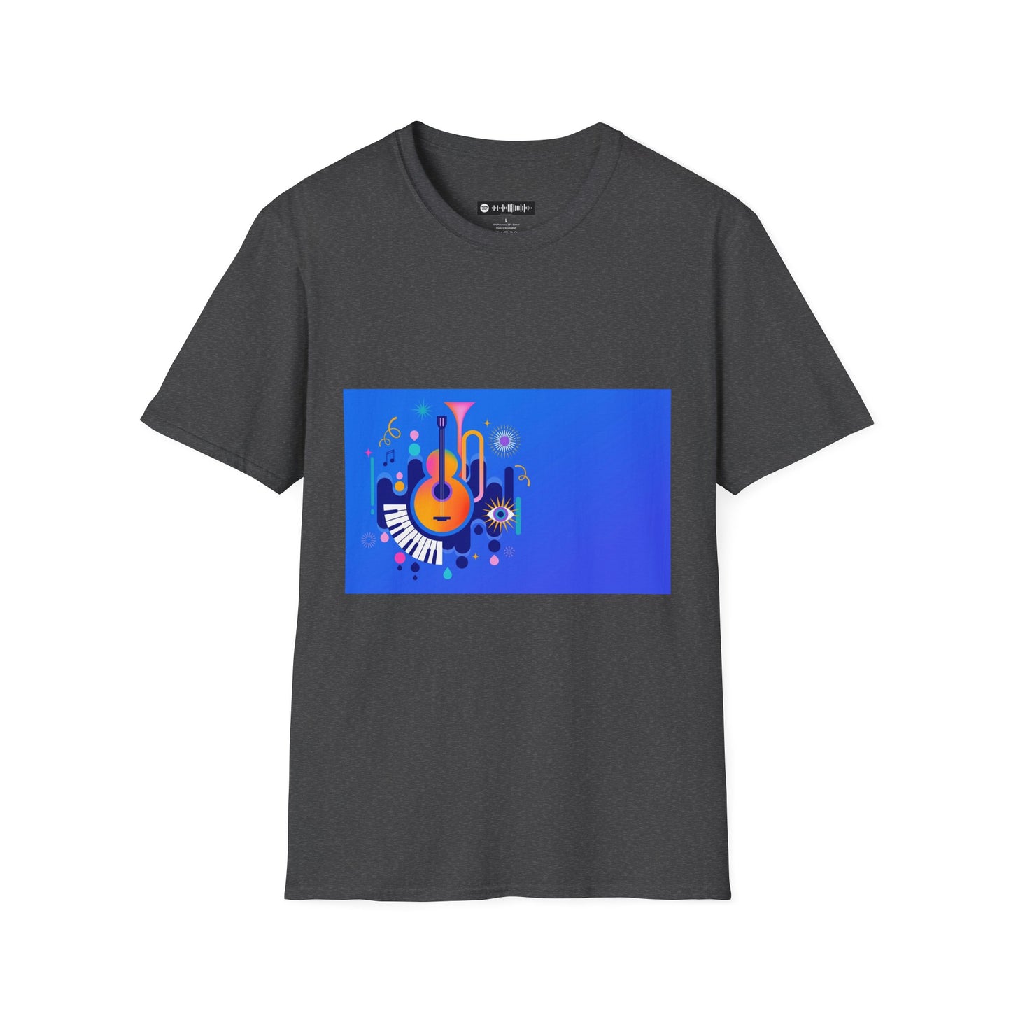 10% Off at checkout - Music Festival Graphic T-Shirt — Colorful Guitar & Instruments Design