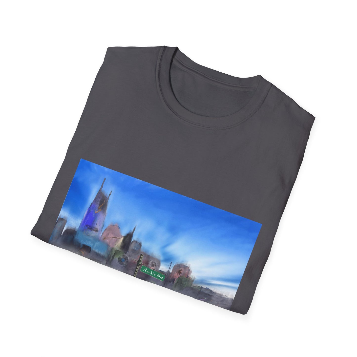 10%OFF at checkout! - Music City Skyline Blur Print T-Shirt — Dreamy Urban Landscape Tee