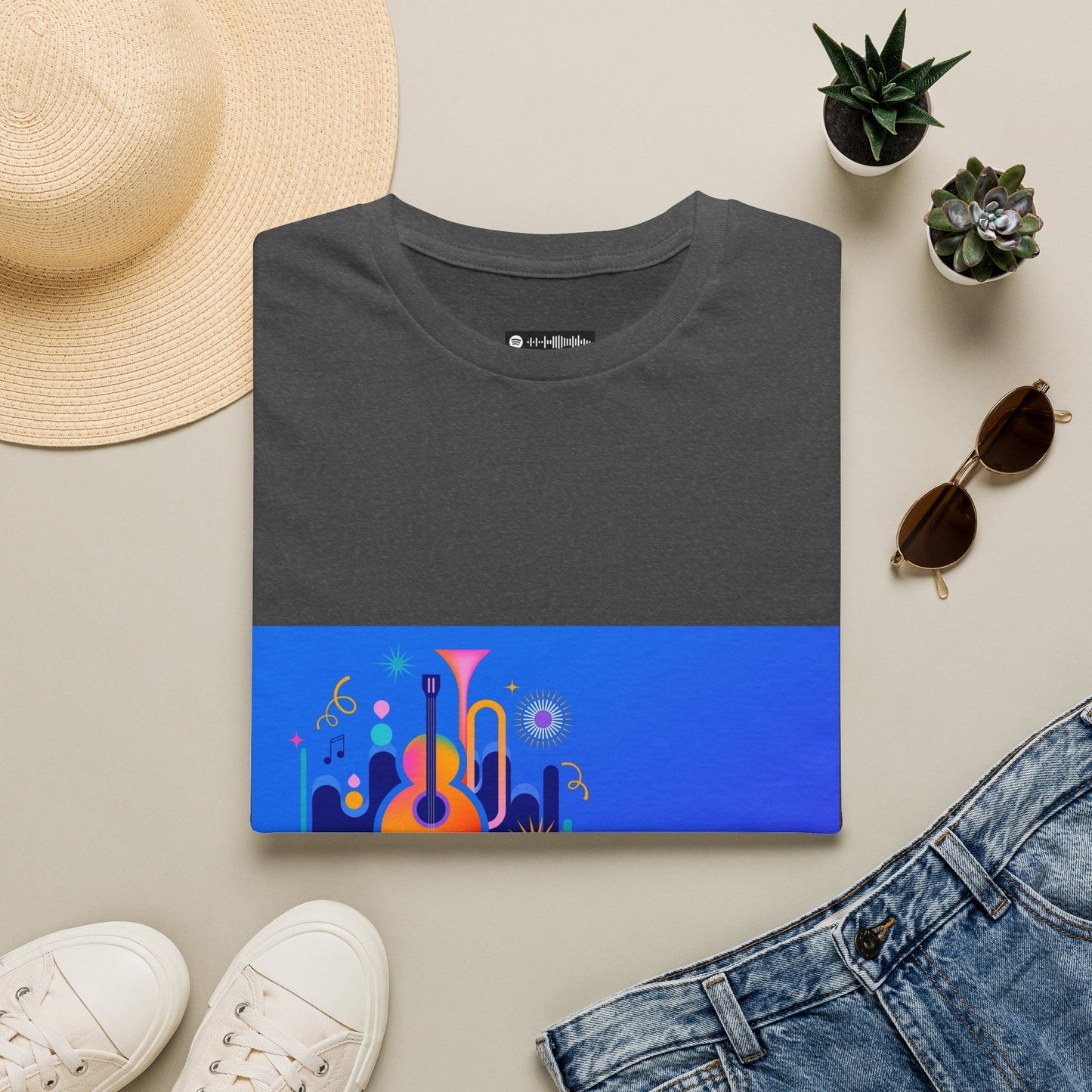 10% Off at checkout - Music Festival Graphic T-Shirt — Colorful Guitar & Instruments Design